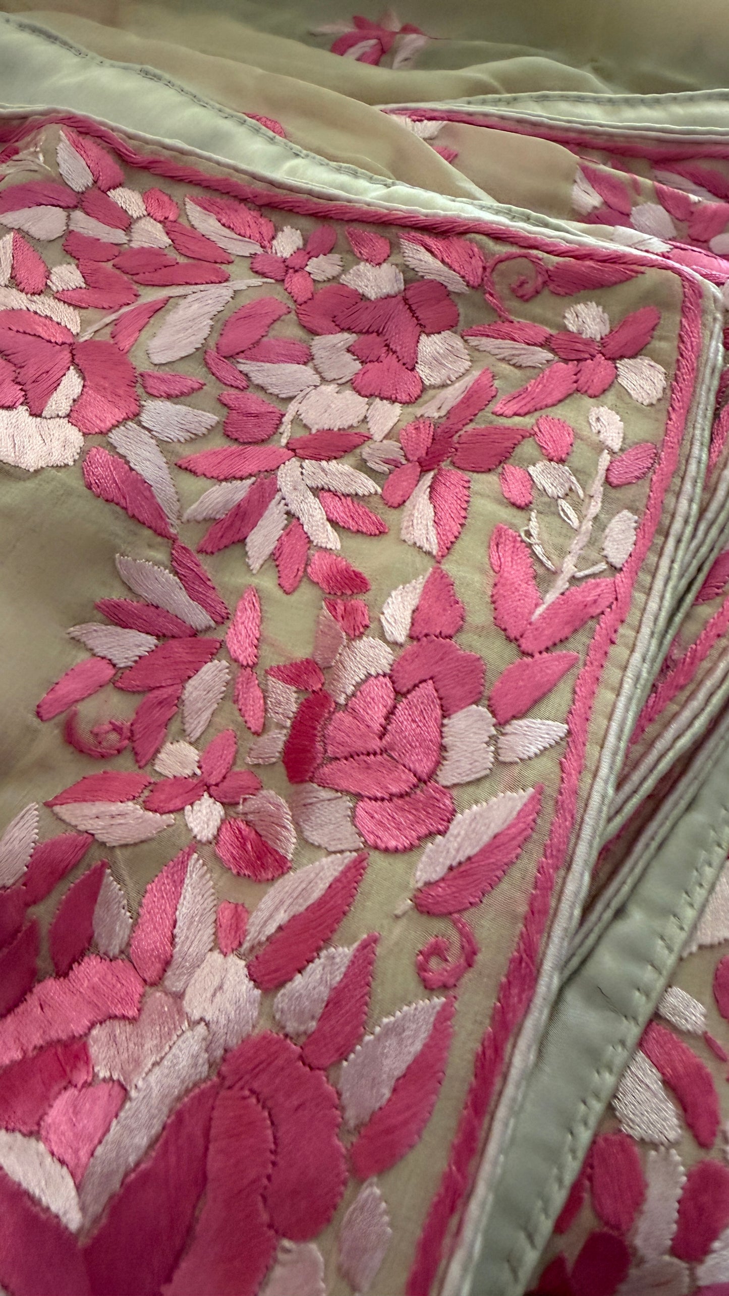 Designer Beige Parsi Gara Suit (Three Piece)