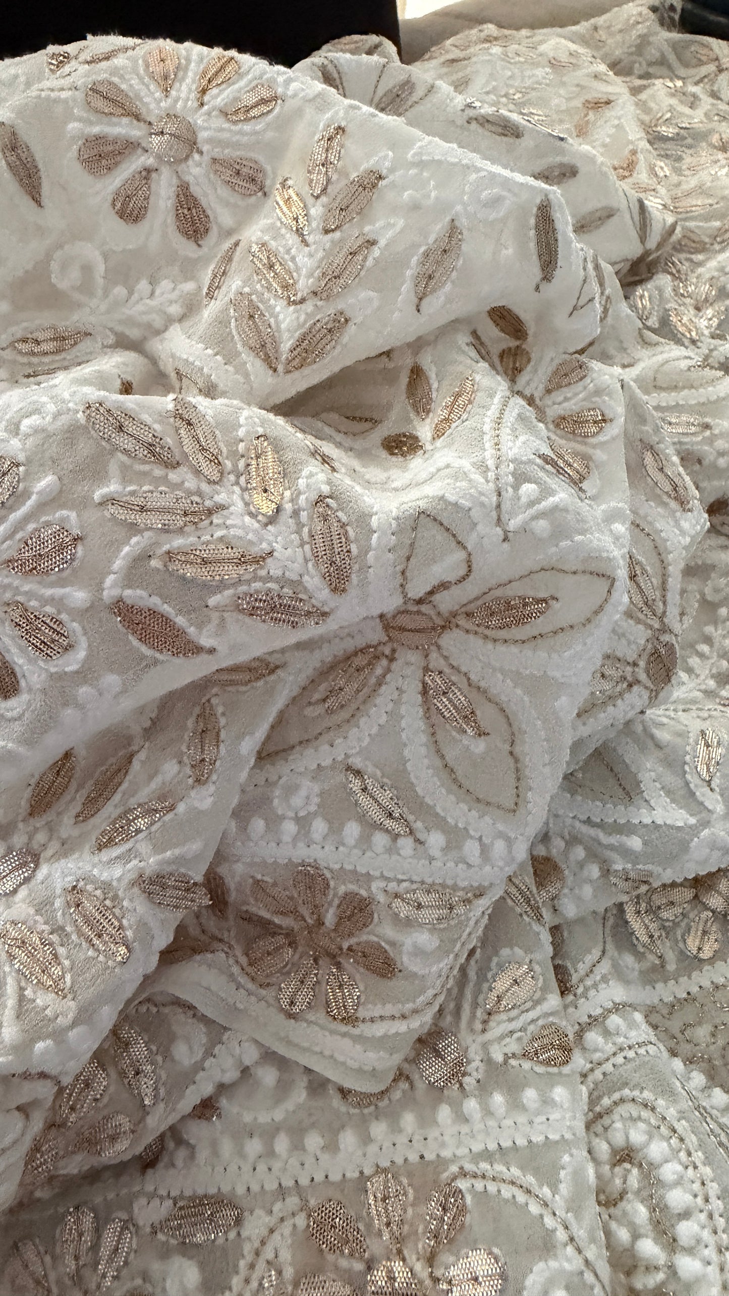 Ivory White Gota Patti Chikankari Dupatta
