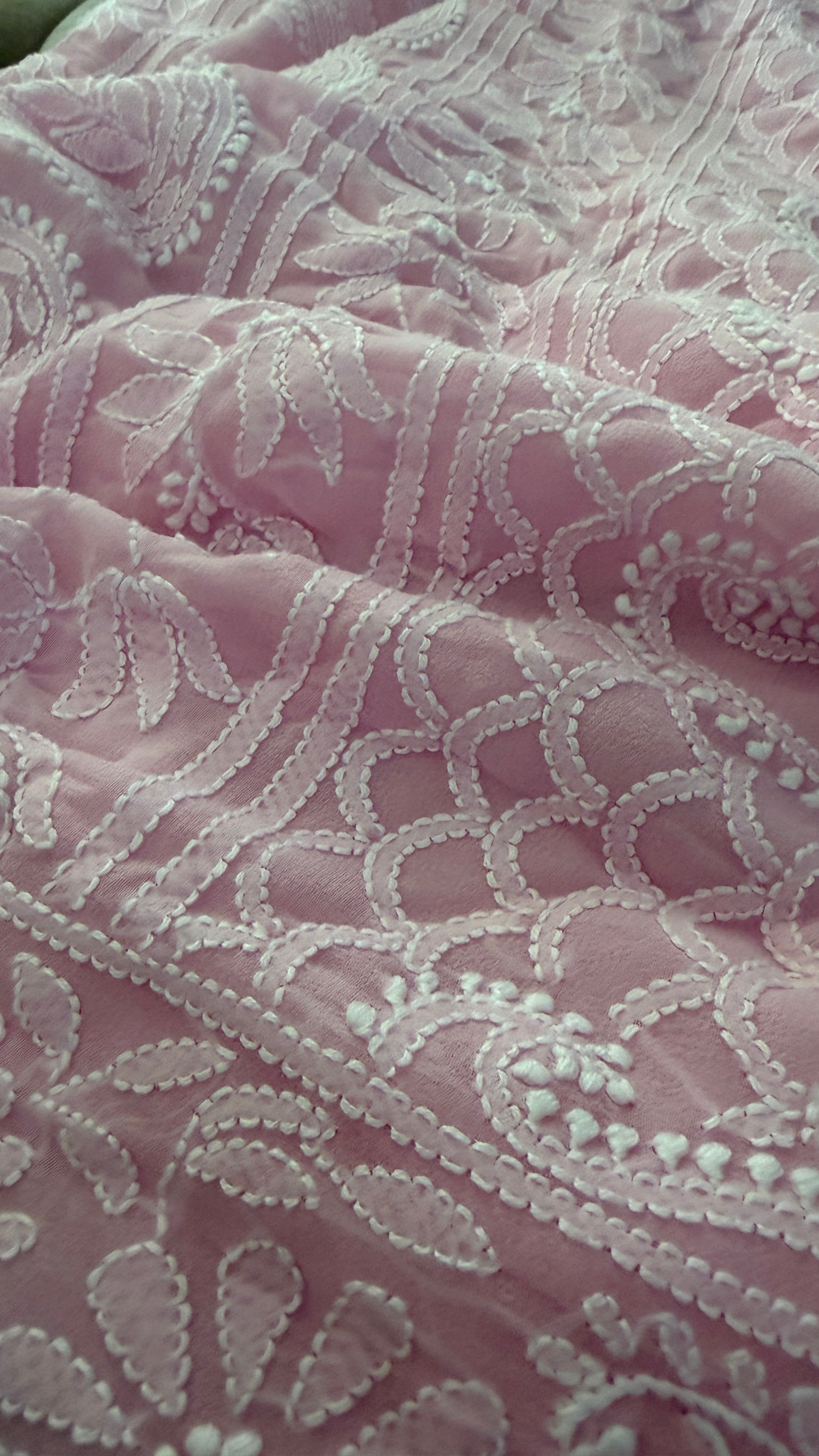 Pink Lucknowi Chikankari Saree