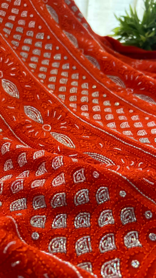 Pure Georgette Cut Dana Chikankari Suit