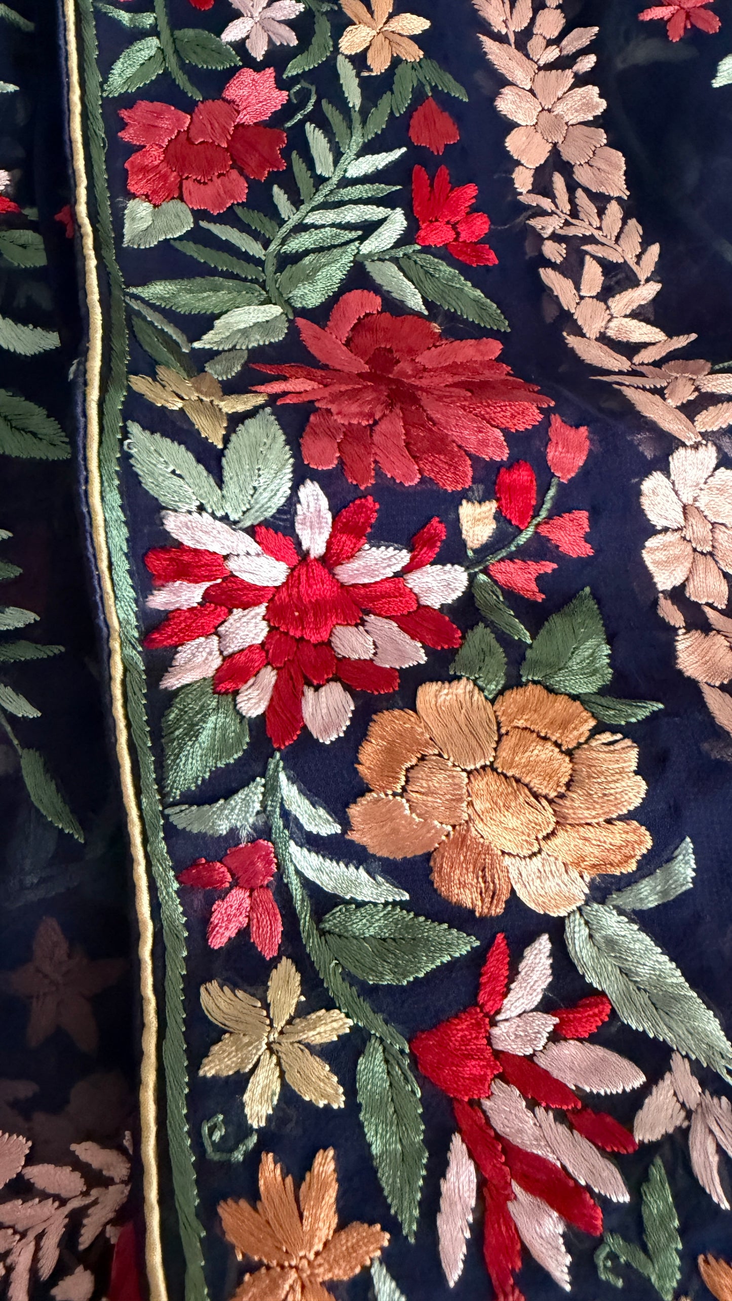 Heirloom Navy Floral Parsi Gara Dupatta