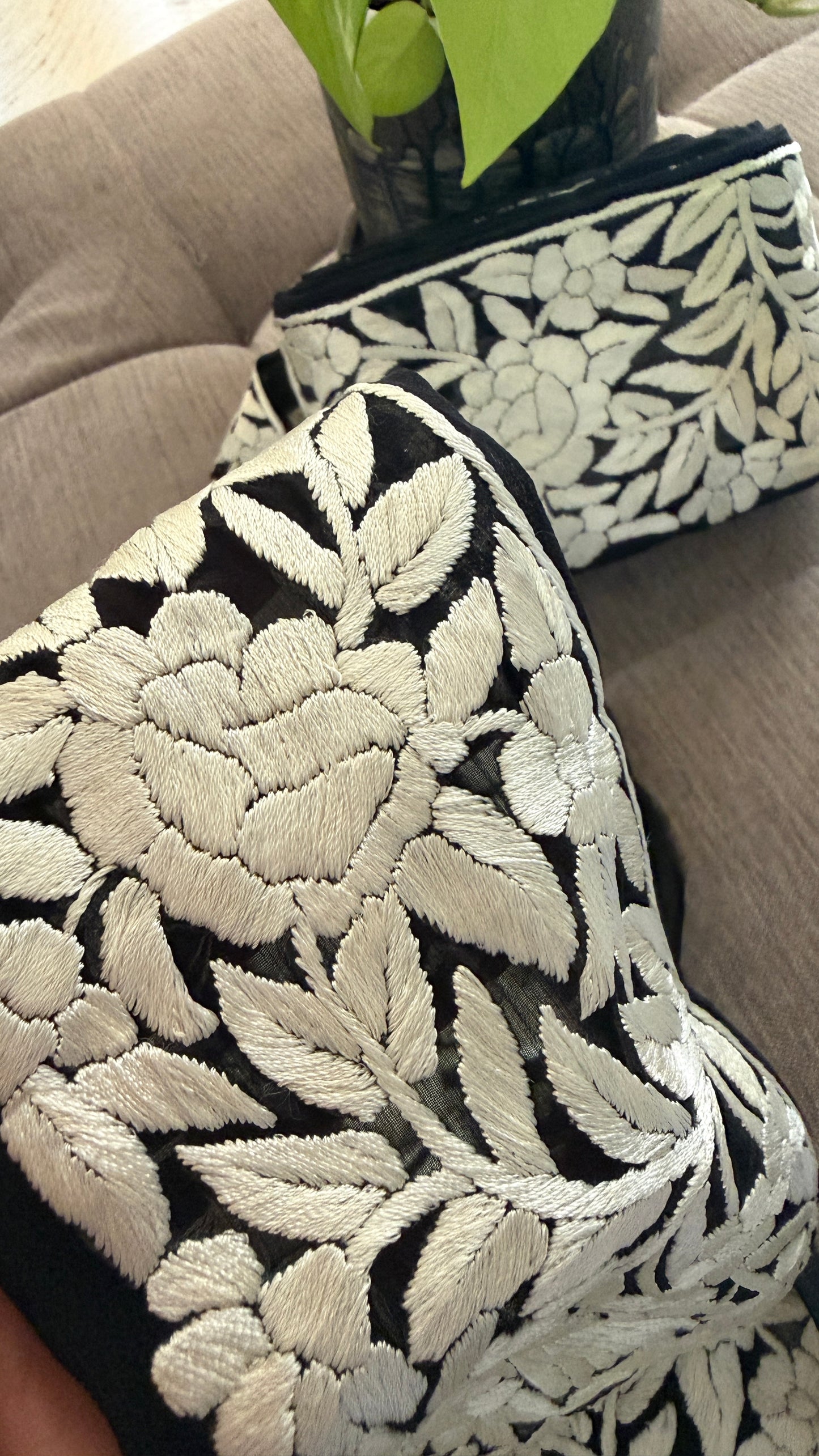 Black Ivory Parsi Gara Hand Embroidered Border