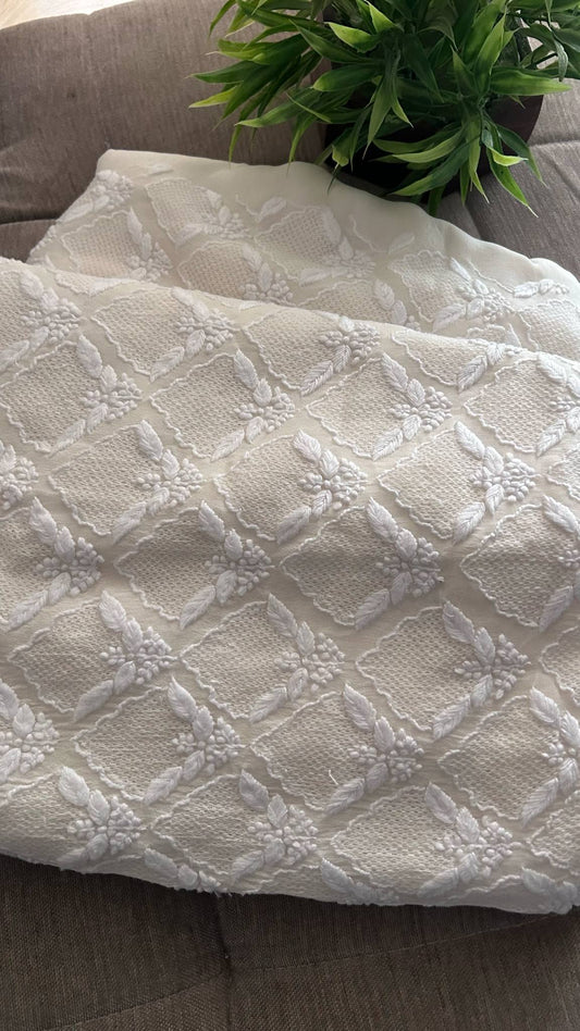 Ivory White Hand Jaali Lucknowi Chikankari Suit