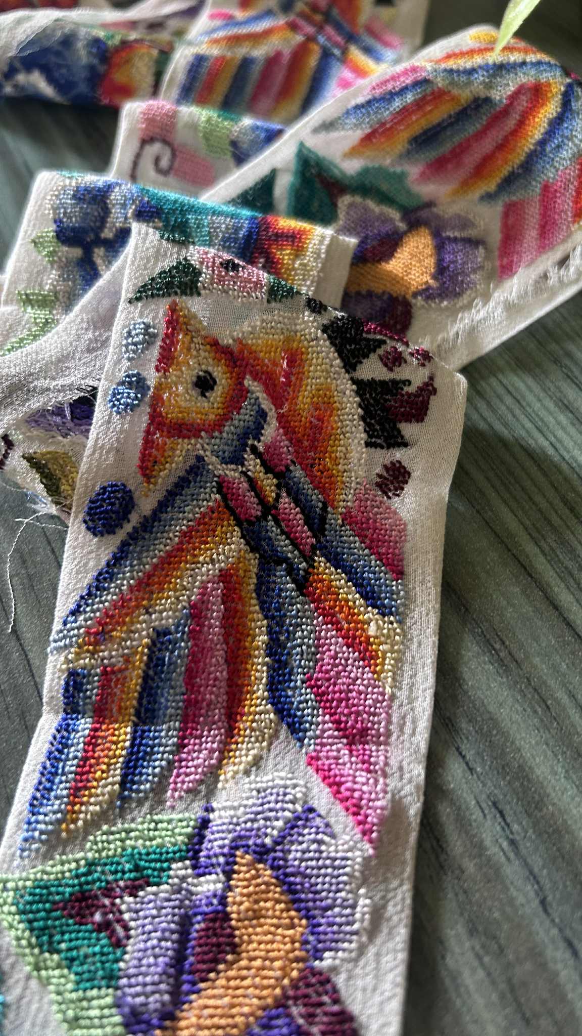 Ivory Exclusive Petit Point Hand Embroidered Border