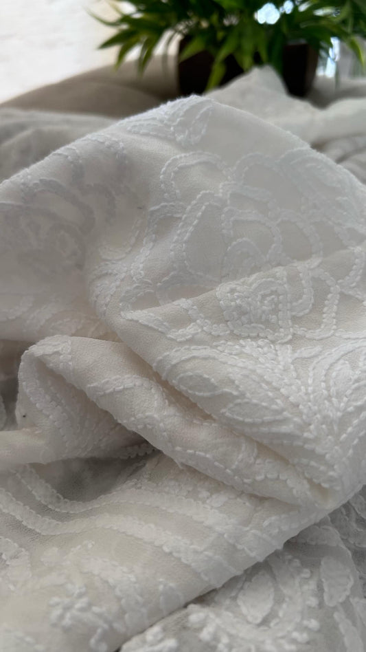 Ivory White Lucknowi Chikankari Dupatta