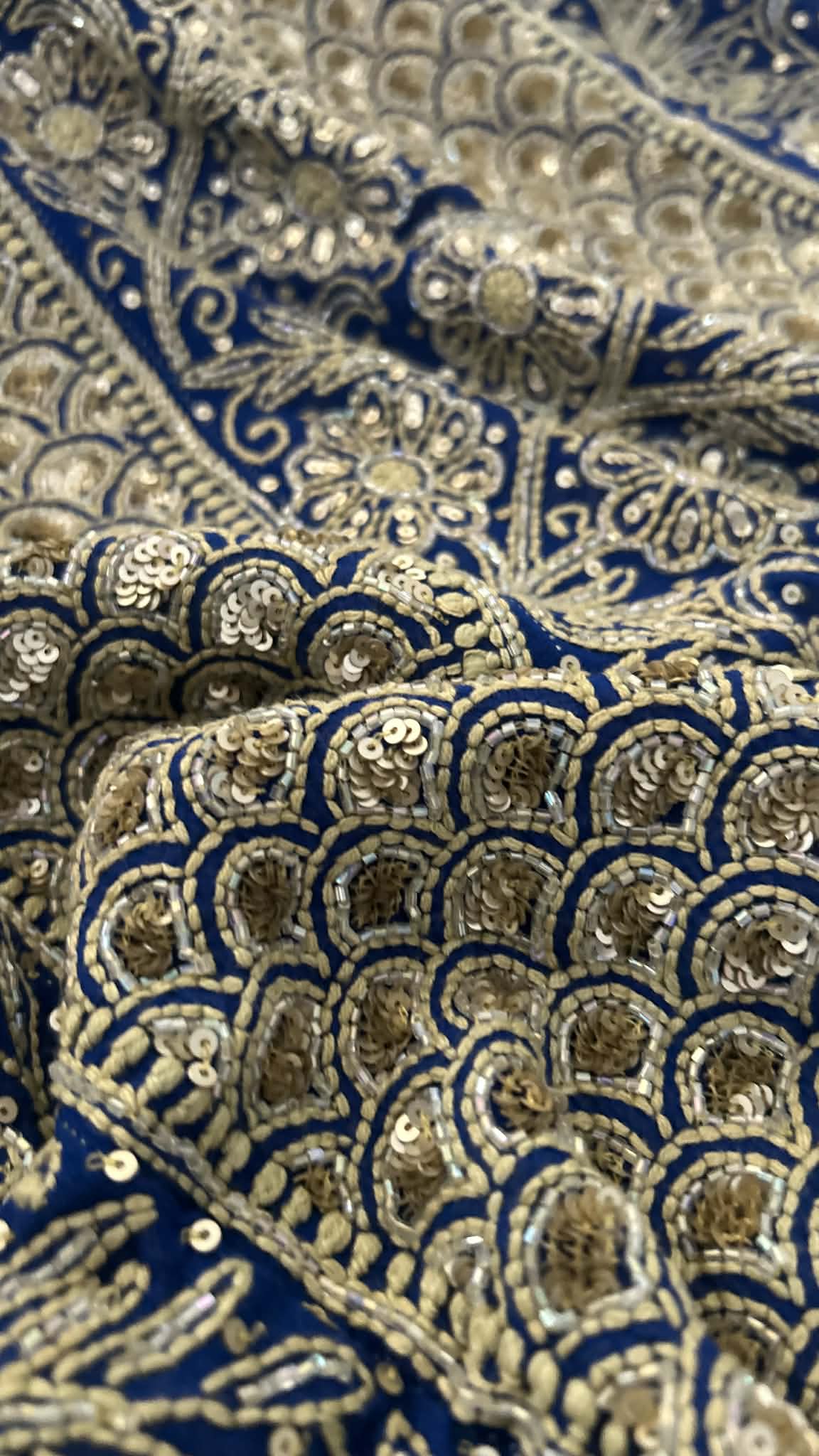 Masterpiece Royal Blue  Cut Dana & Sequins Work Chikankari Anarkali Suit