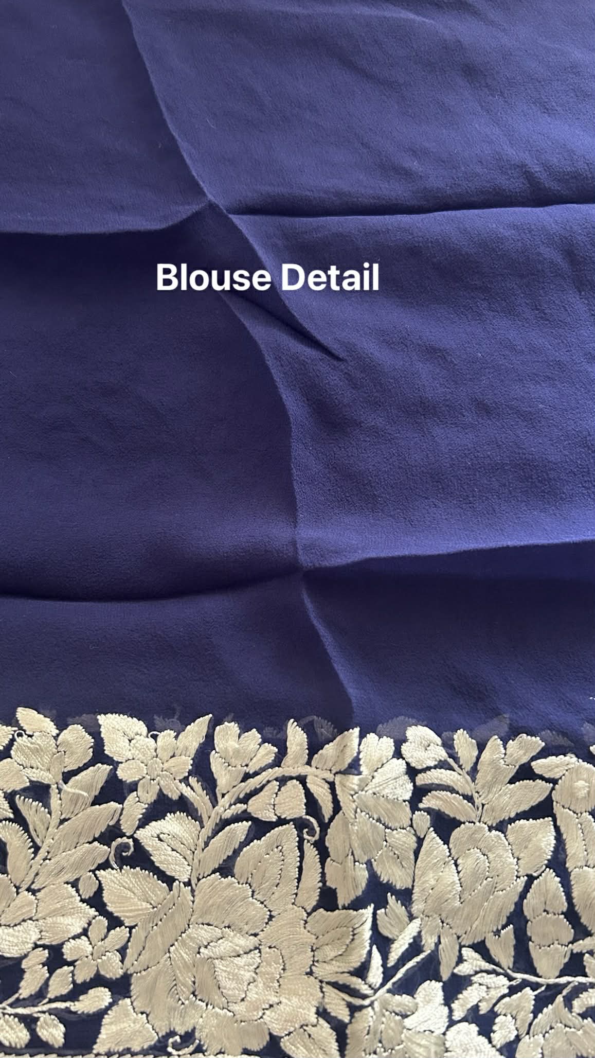 Elegant Navy Ivory Parsi Gara Saree