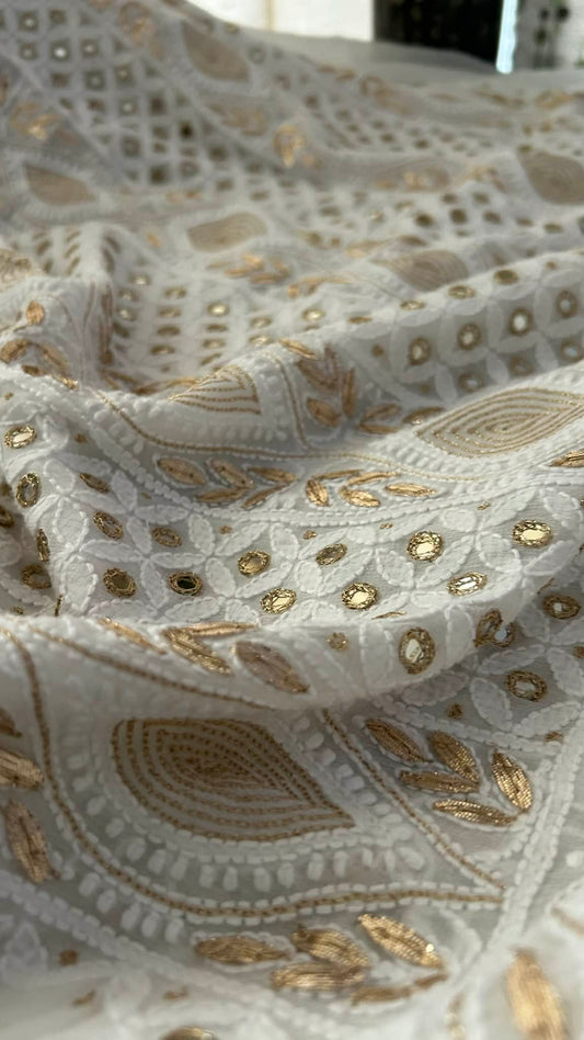 White Mirror & Gota Patti Chikankari Suit