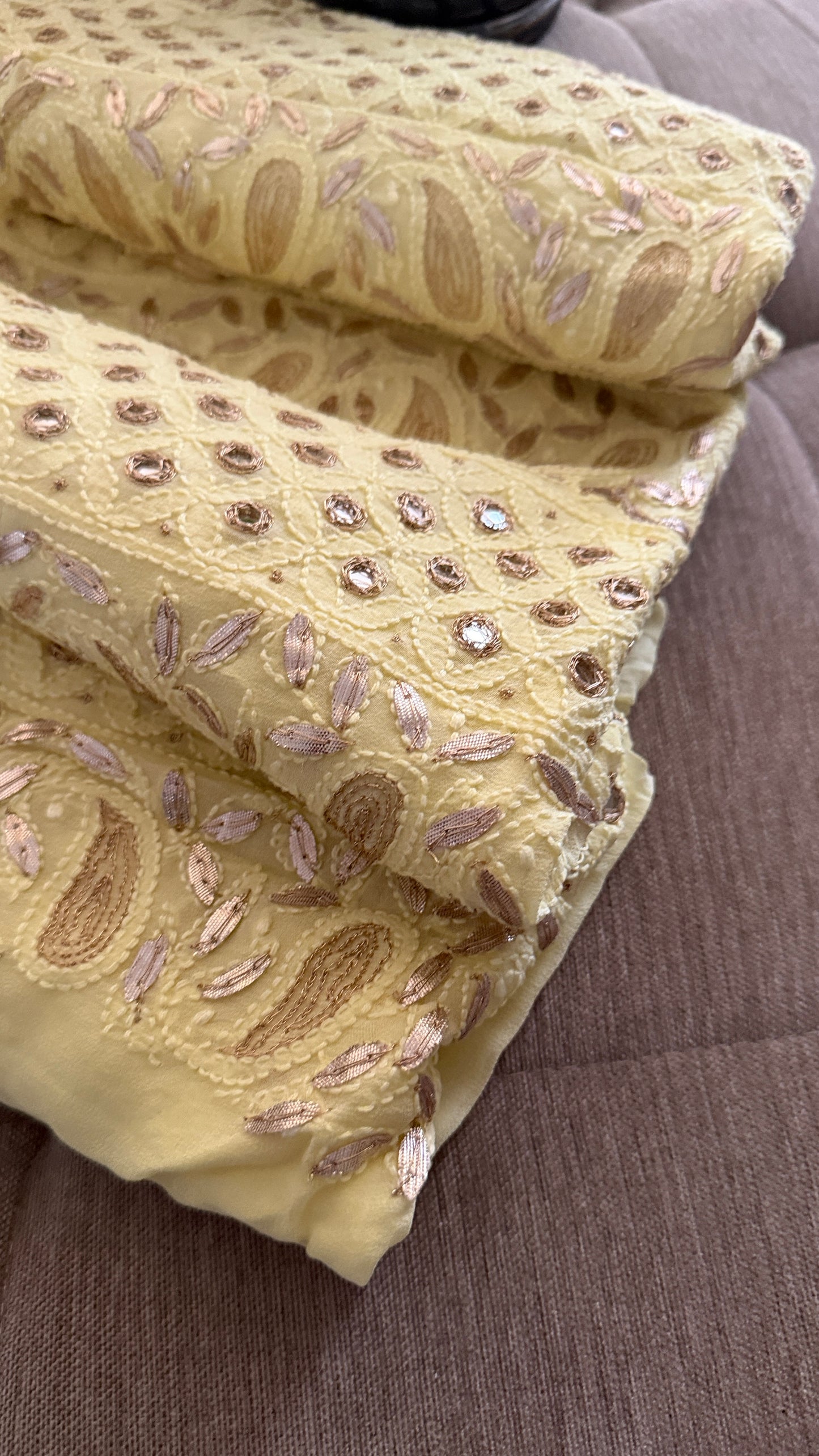 Yellow Mirror & Gota Patti Chikankari Suit