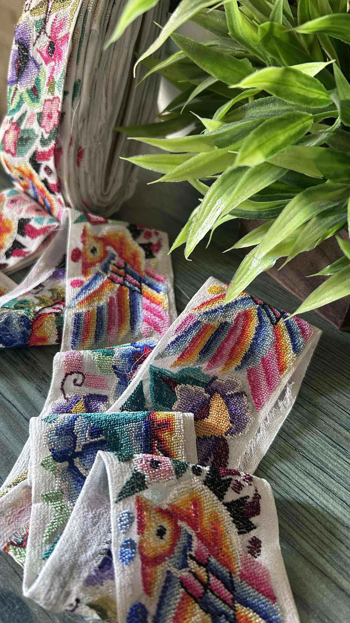 Ivory Exclusive Petit Point Hand Embroidered Border