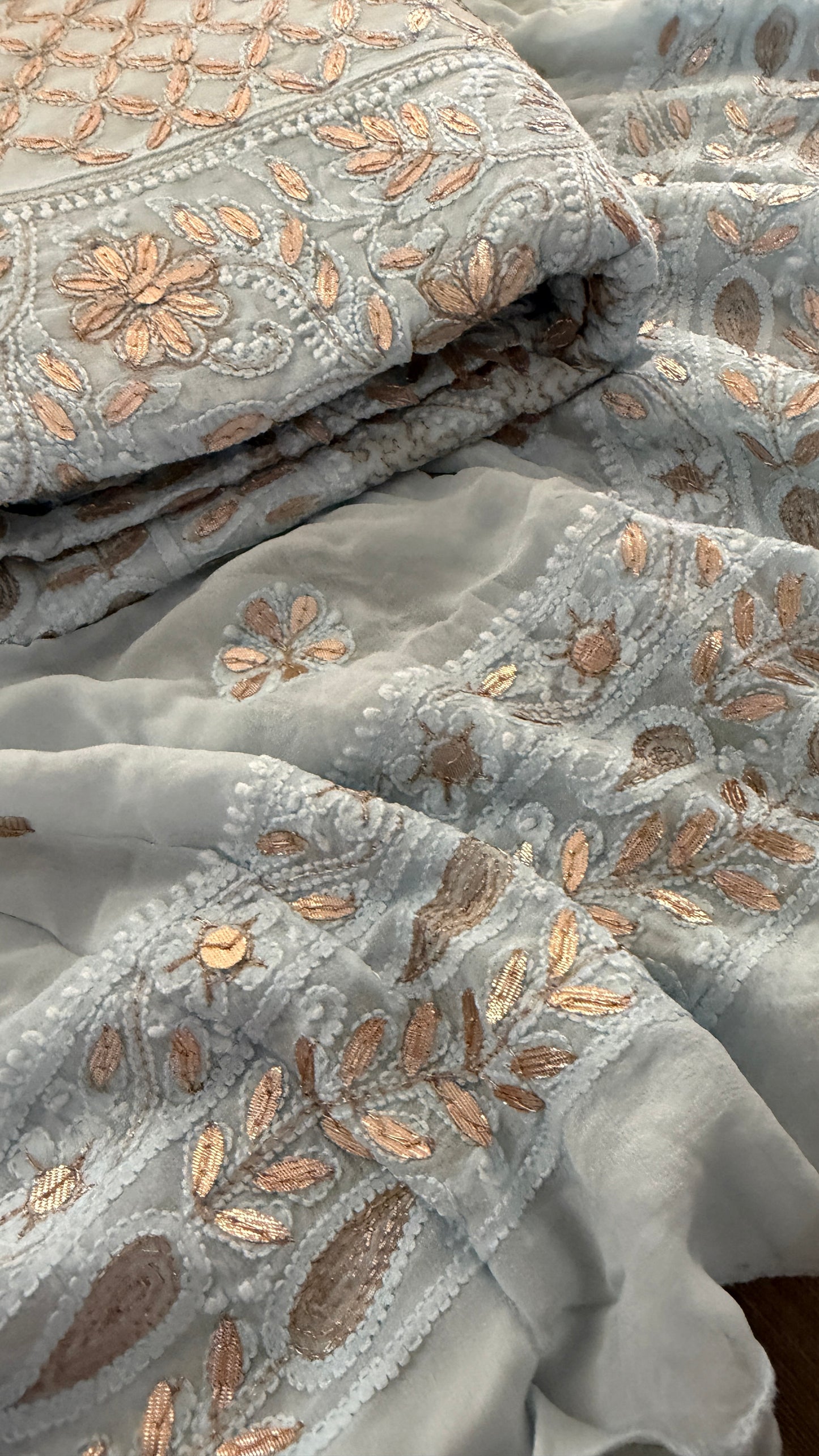 Powder Blue Gota Patti Chikankari Anarkali Suit (Anarkali And Dupatta)