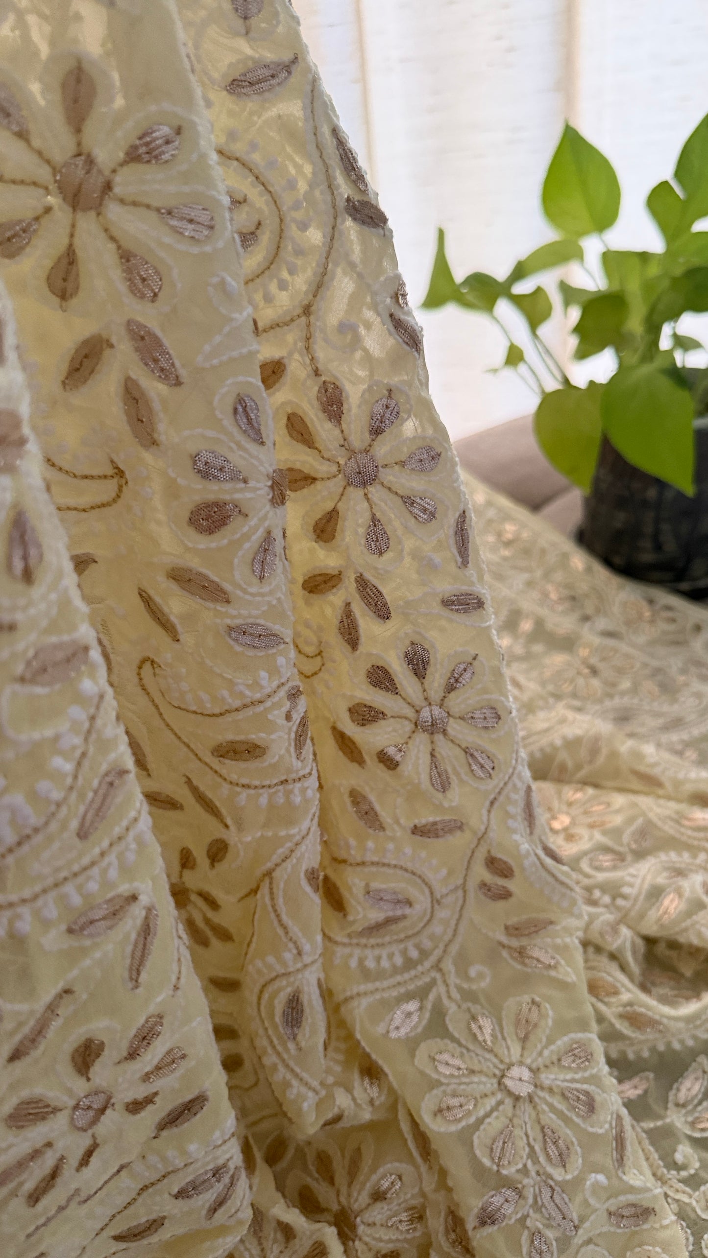 Exclusive Yellow Gota Patti Chikankari Dupatta for Women