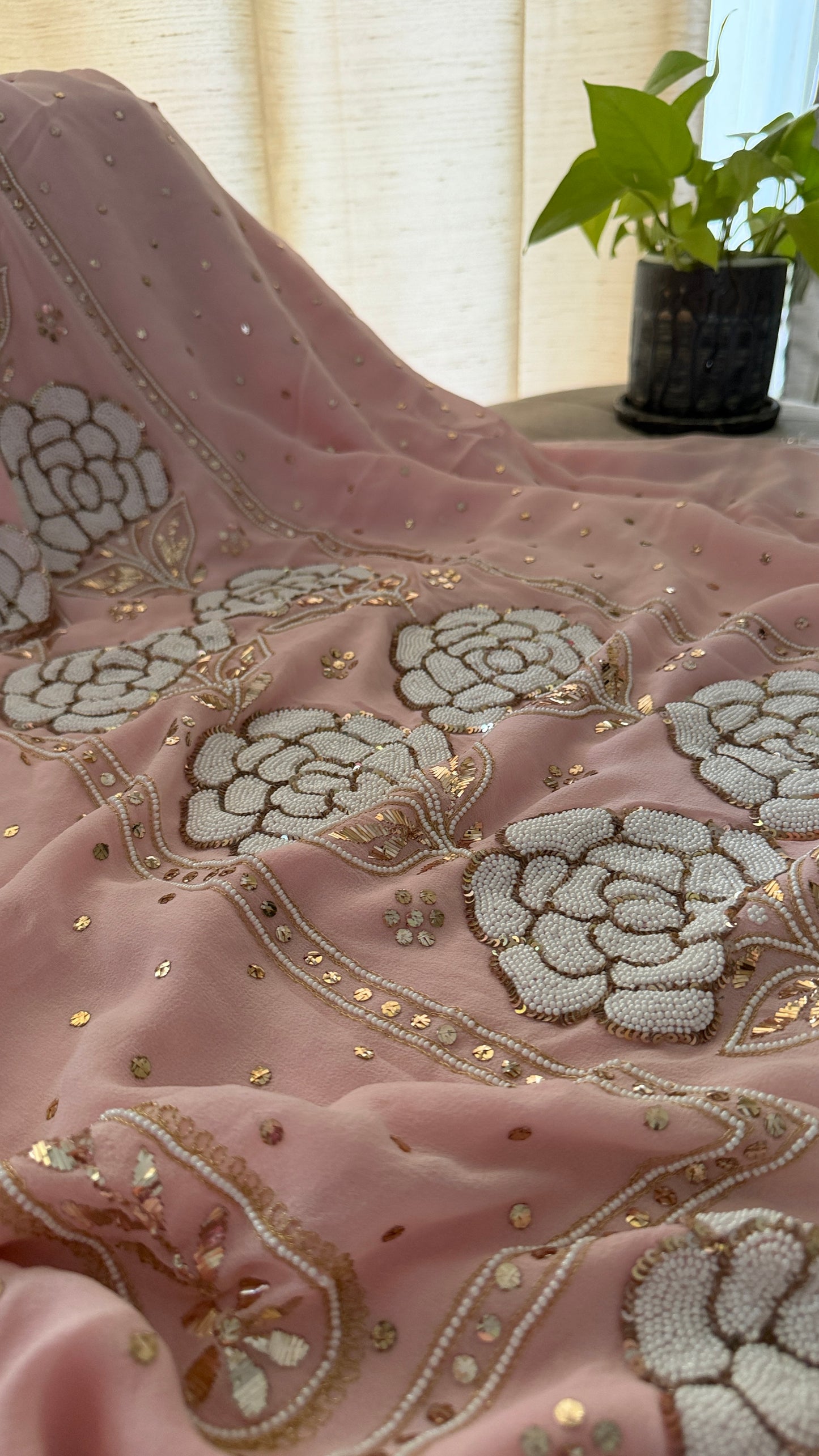 Masterpiece Pastel Pink Pearl Mukaish Suit
