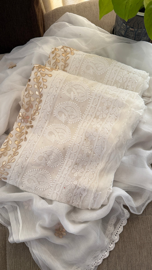 Ivory Gota Patti Chikankari Suit