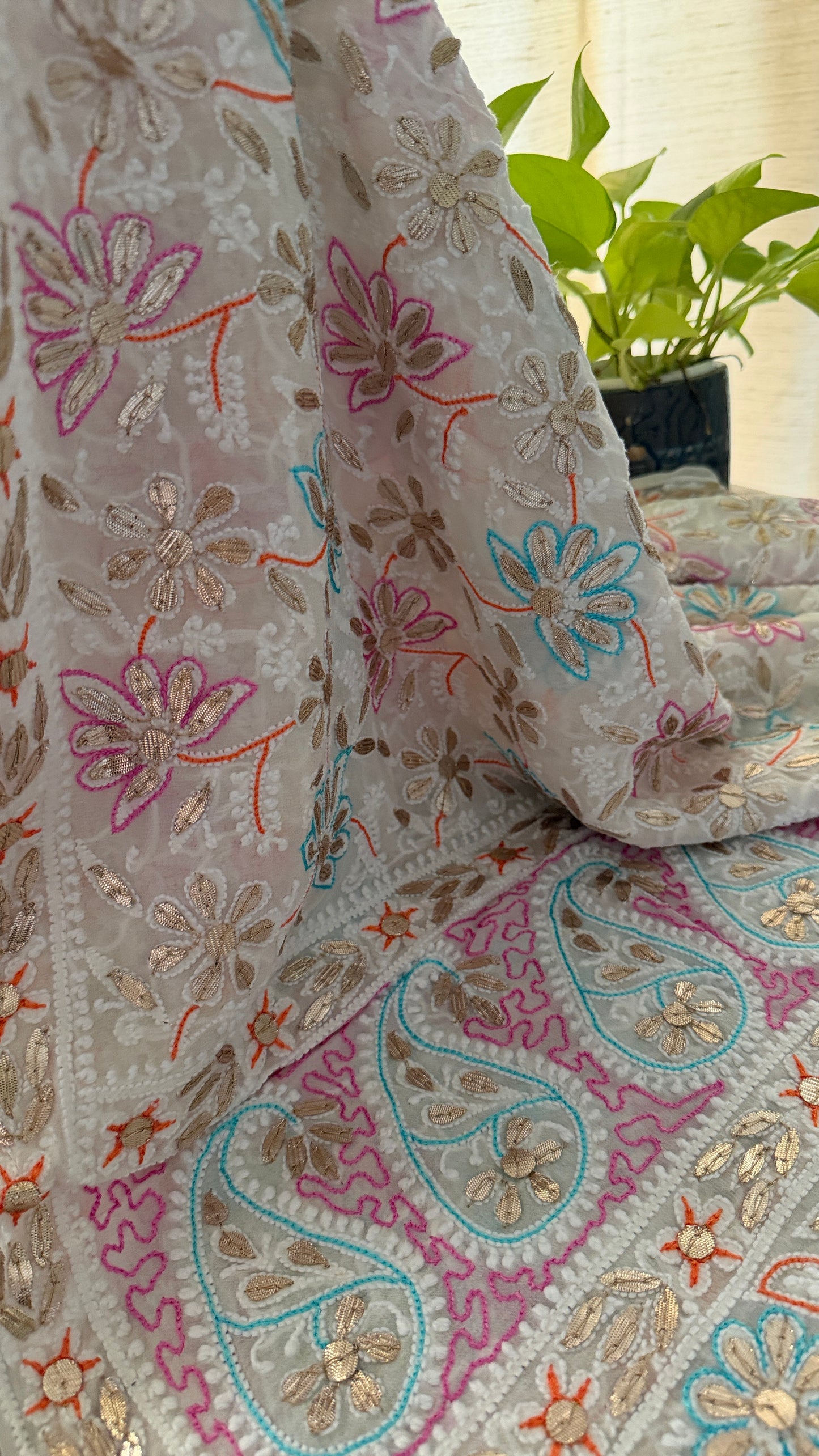 Multicolour Gota Patti Chikankari Dupatta