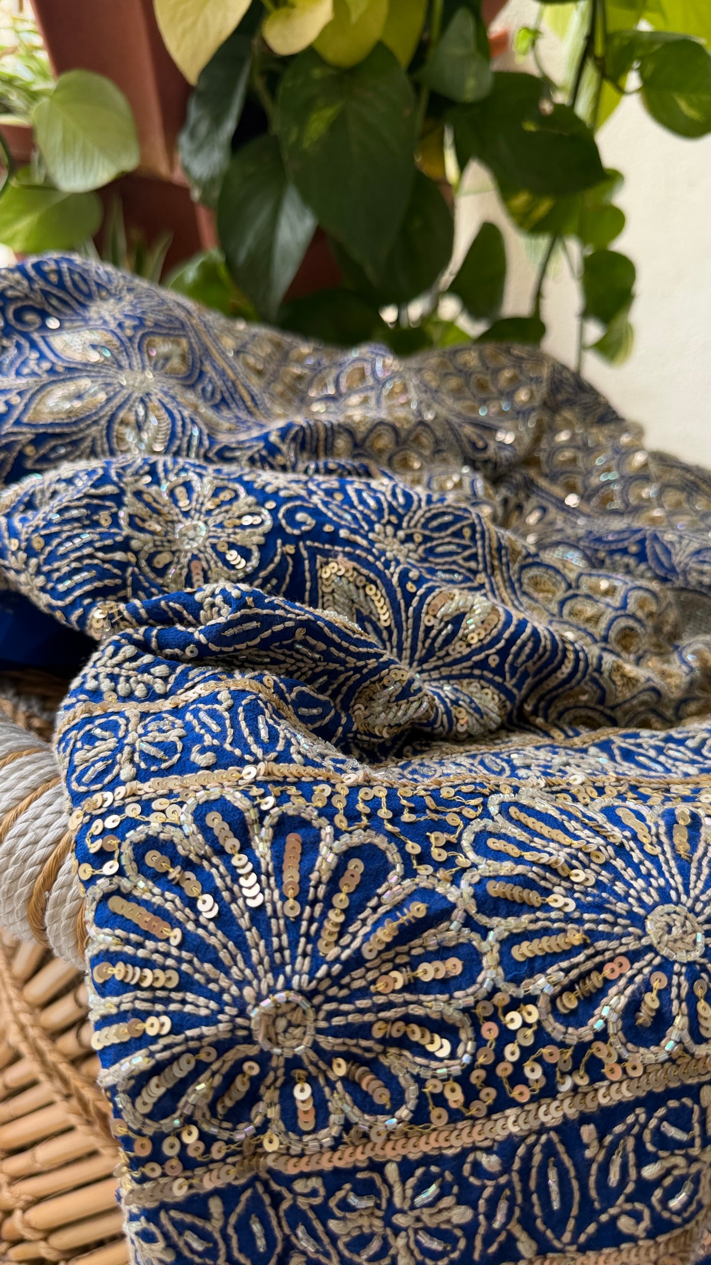 Royal Blue Embellished Chikankari Suit for Women
