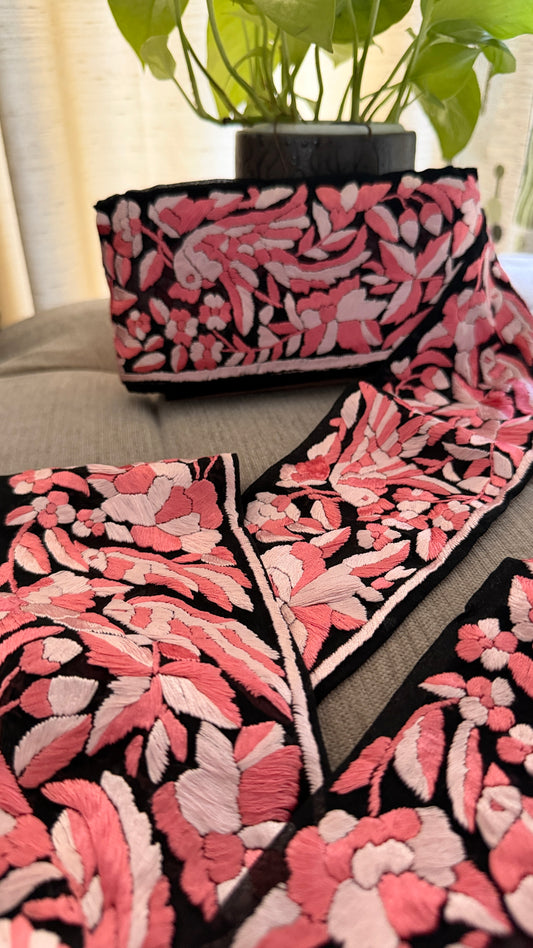Designer Black Parsi Gara Border