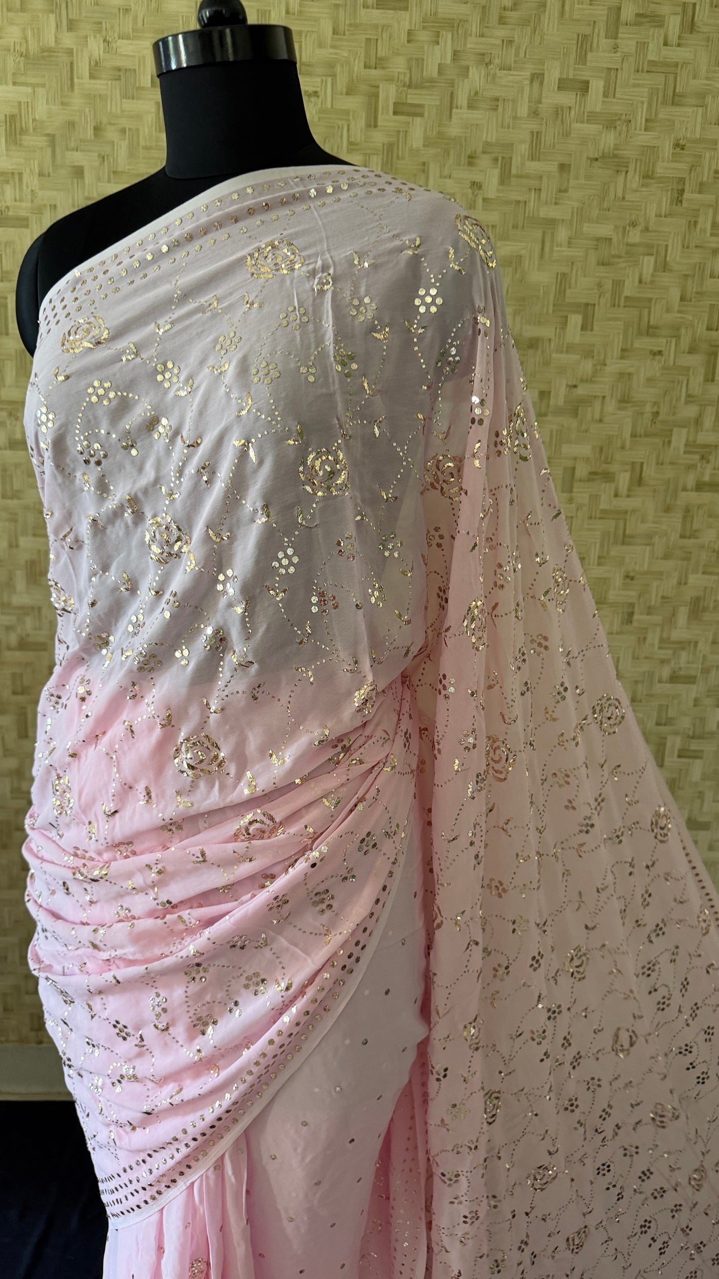 Designer Pink Kamdani Saree