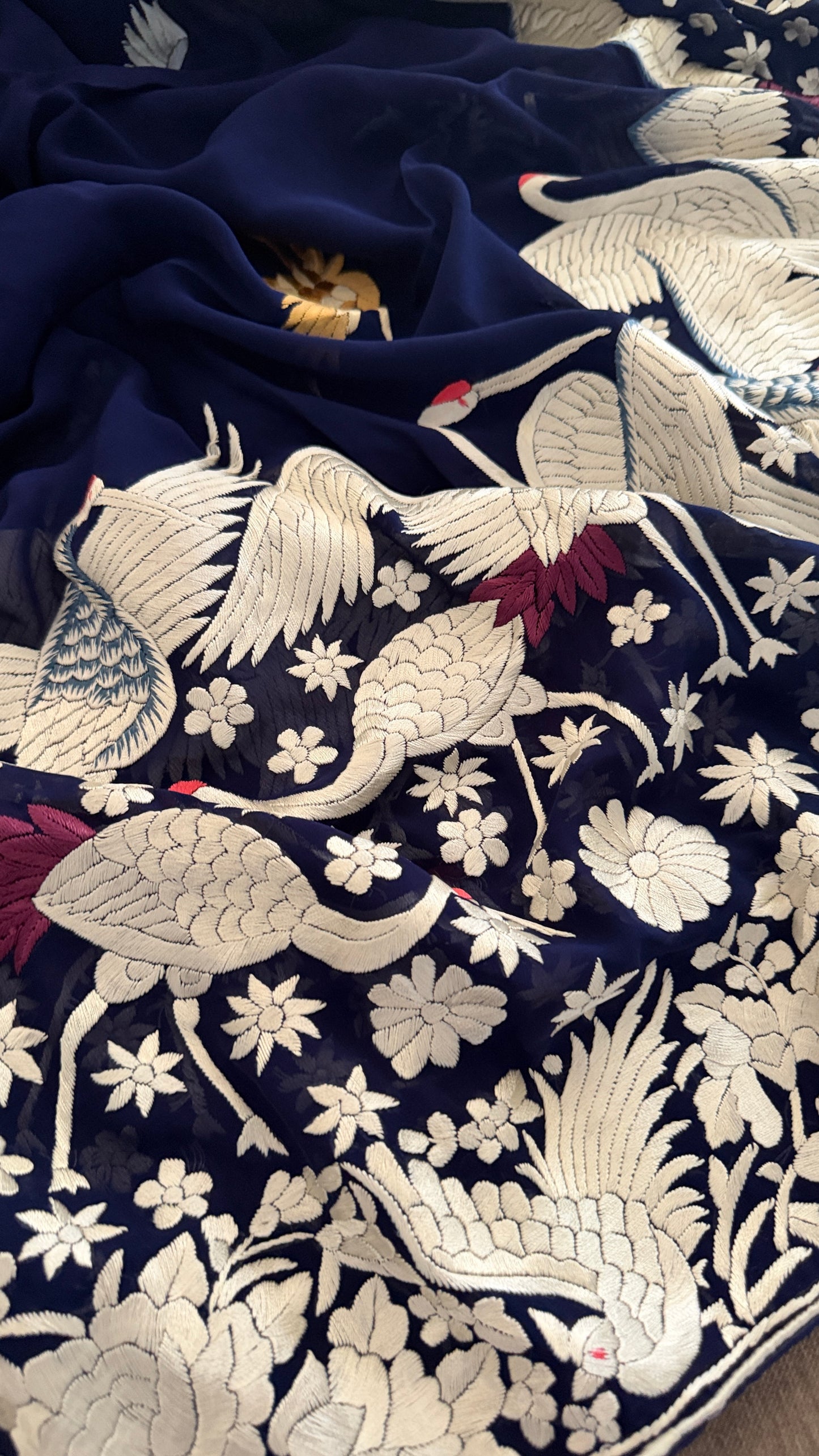 Pre Order Heirloom Navy Parsi Gara Dupatta