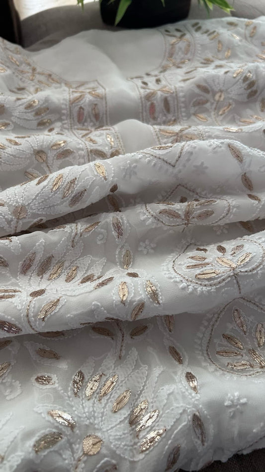 White Gota Patti Chikankari Suit