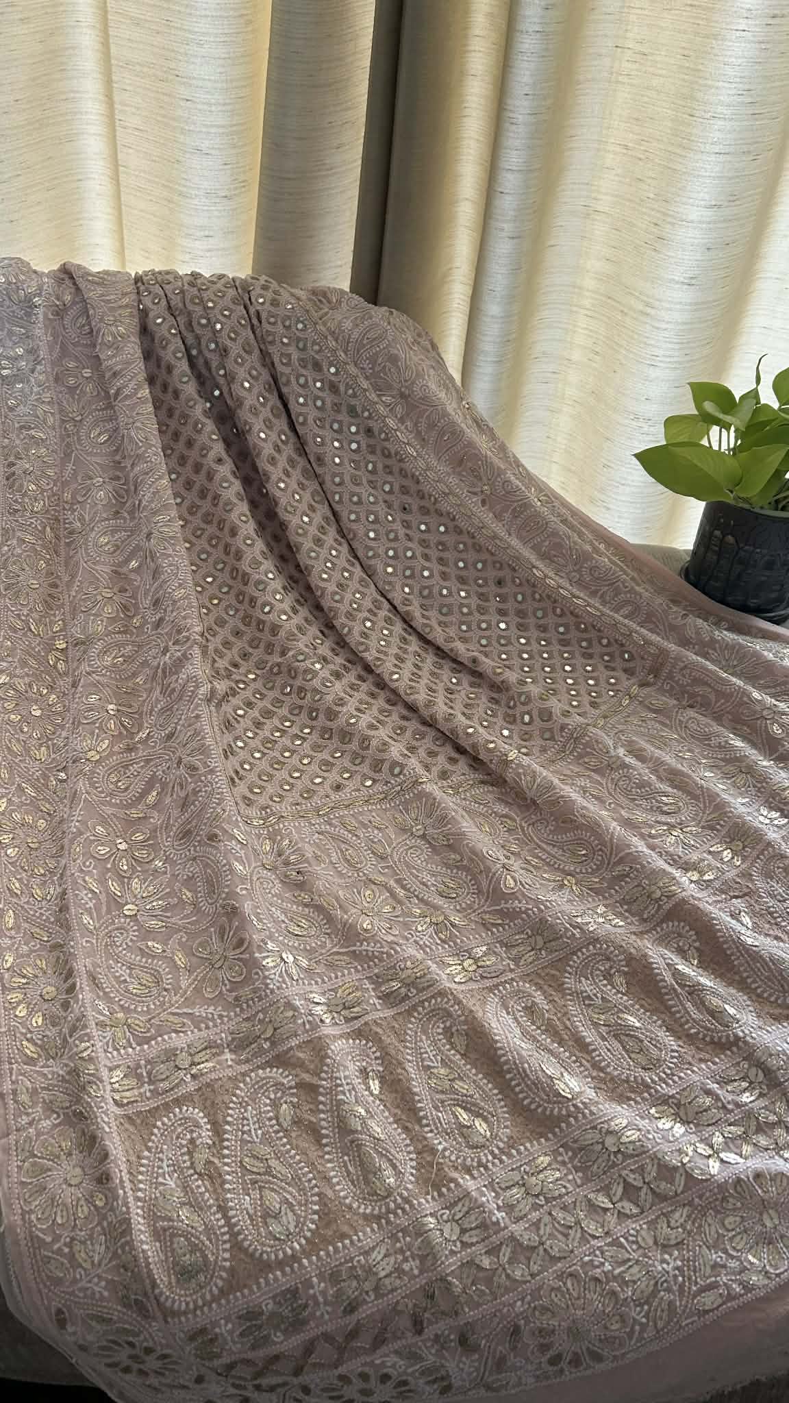 Pastel Pink Mirror & Gota Patti Chikankari Dupatta