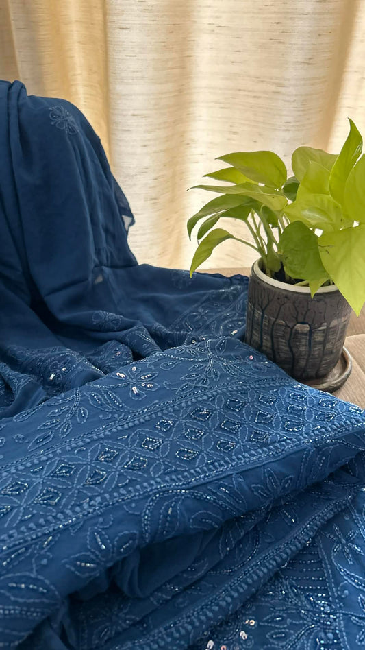 Designer Cut Dana Work Chikankari Anarkali & Dupatta Set