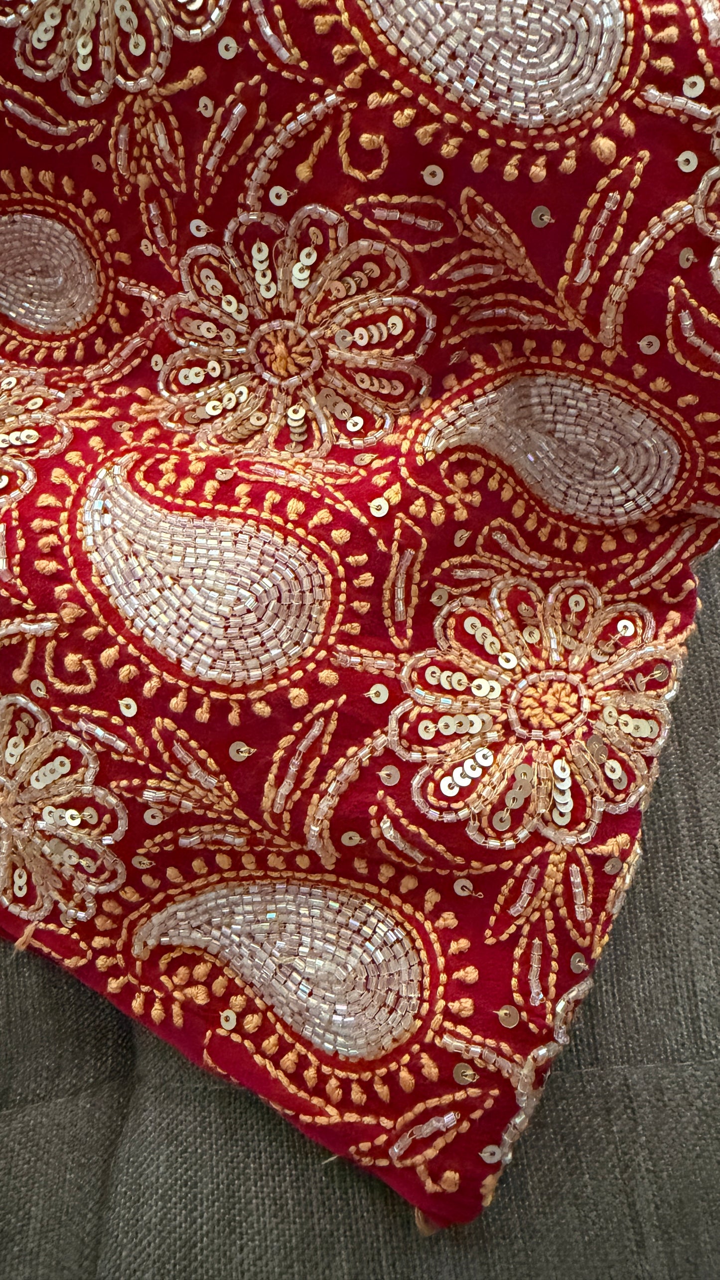 Masterpiece Red Cut Dana Sequin Chikankari Suit (Kurta & Dupatta)