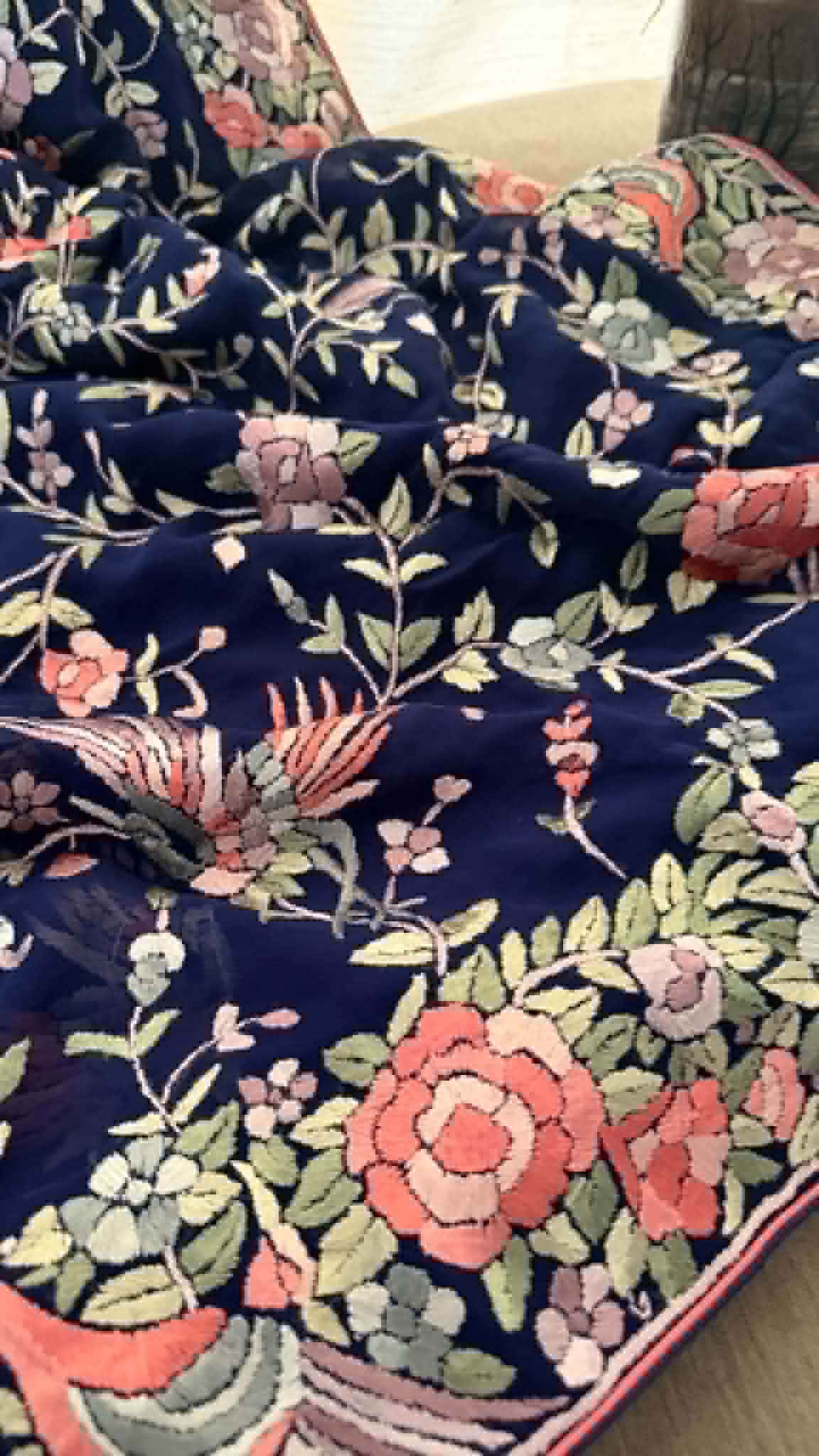 Navy Multicolour Parsi Gara Saree