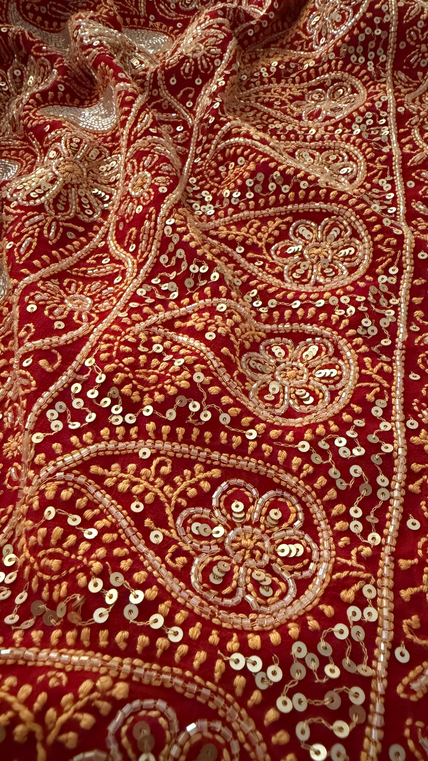 Masterpiece Red Cut Dana Sequin Chikankari Suit (Kurta & Dupatta)