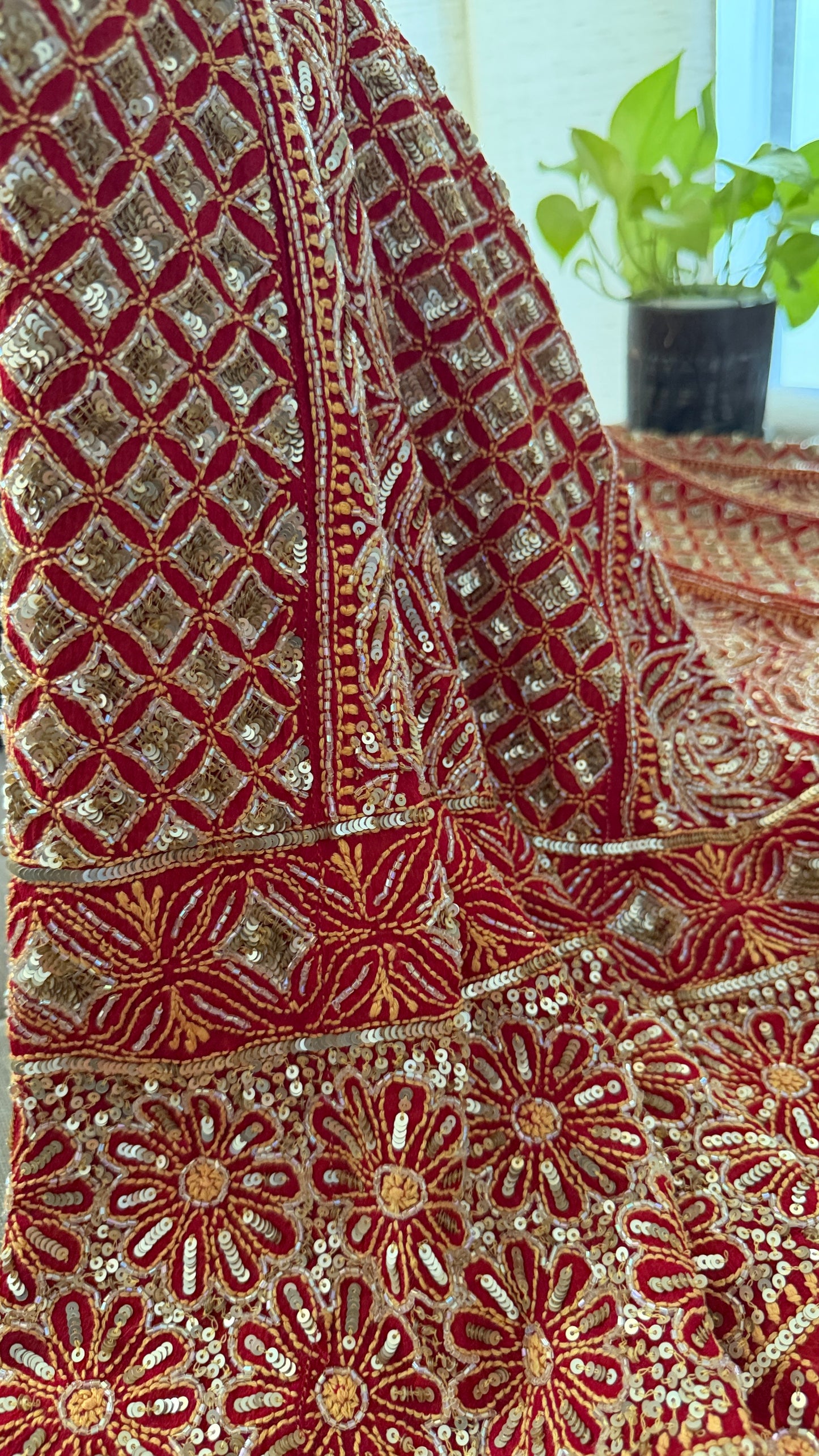 Masterpiece Red Cut Dana & Sequins Work Chikankari Anarkali Suit