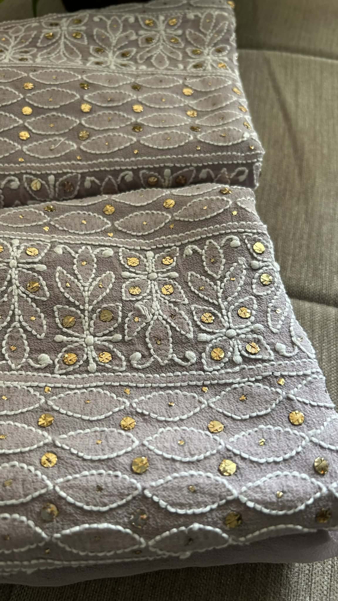 Grey Mukaish Lucknowi Chikankari Suit