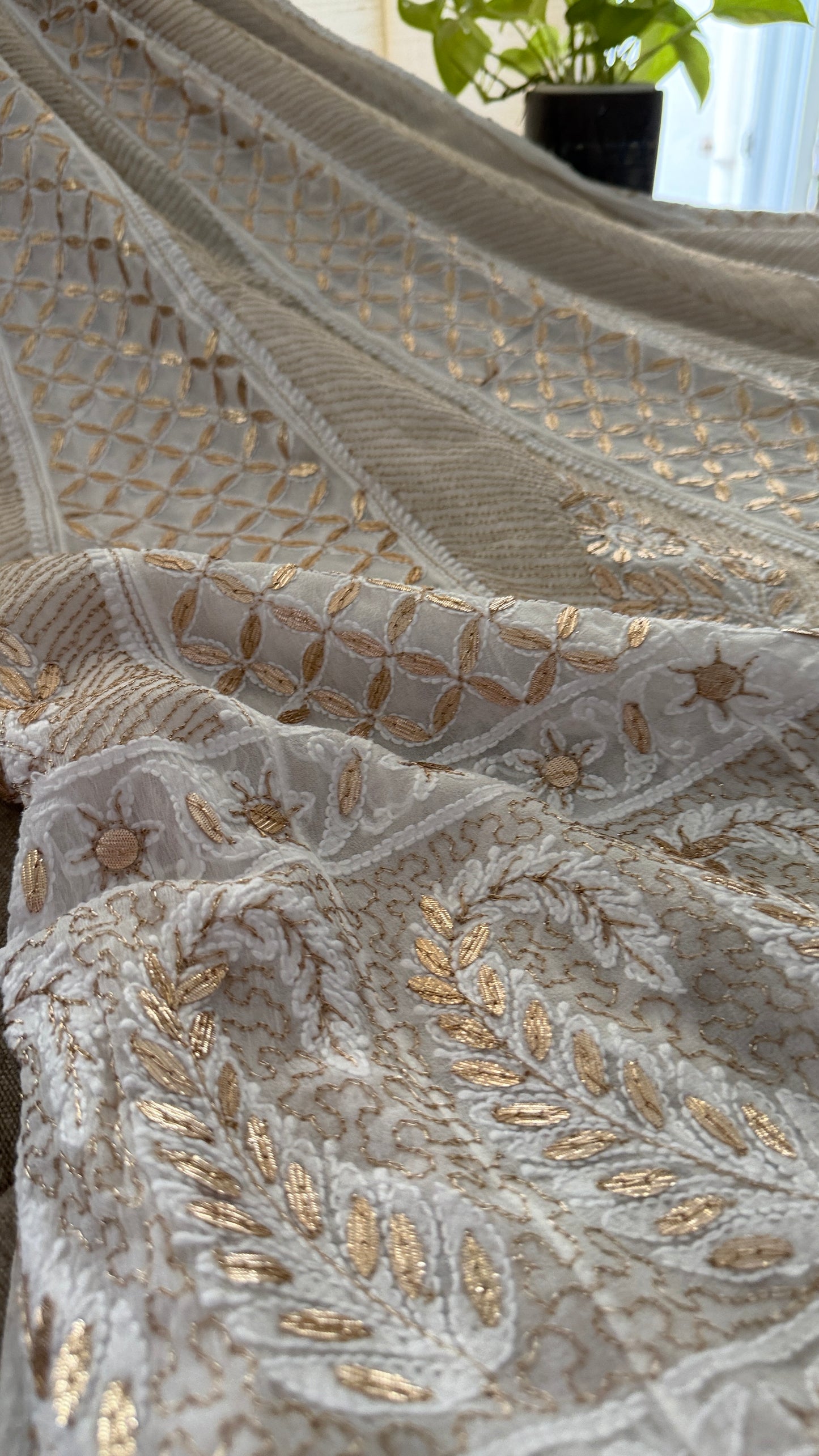 White Gota Patti Chikankari Anarkali Suit