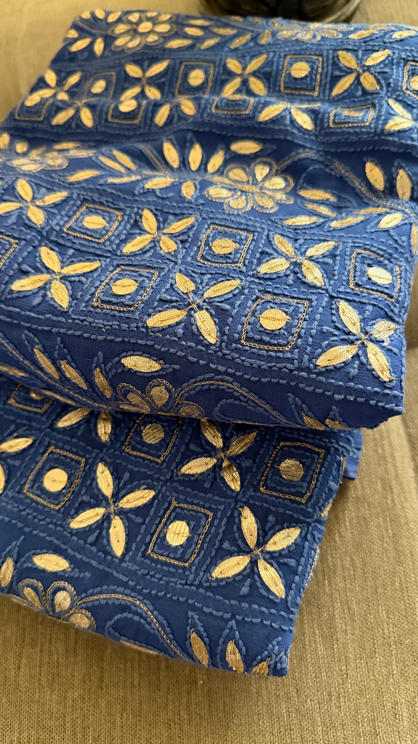 Dusty Blue Gota Patti Lucknowi Chikankari Suit