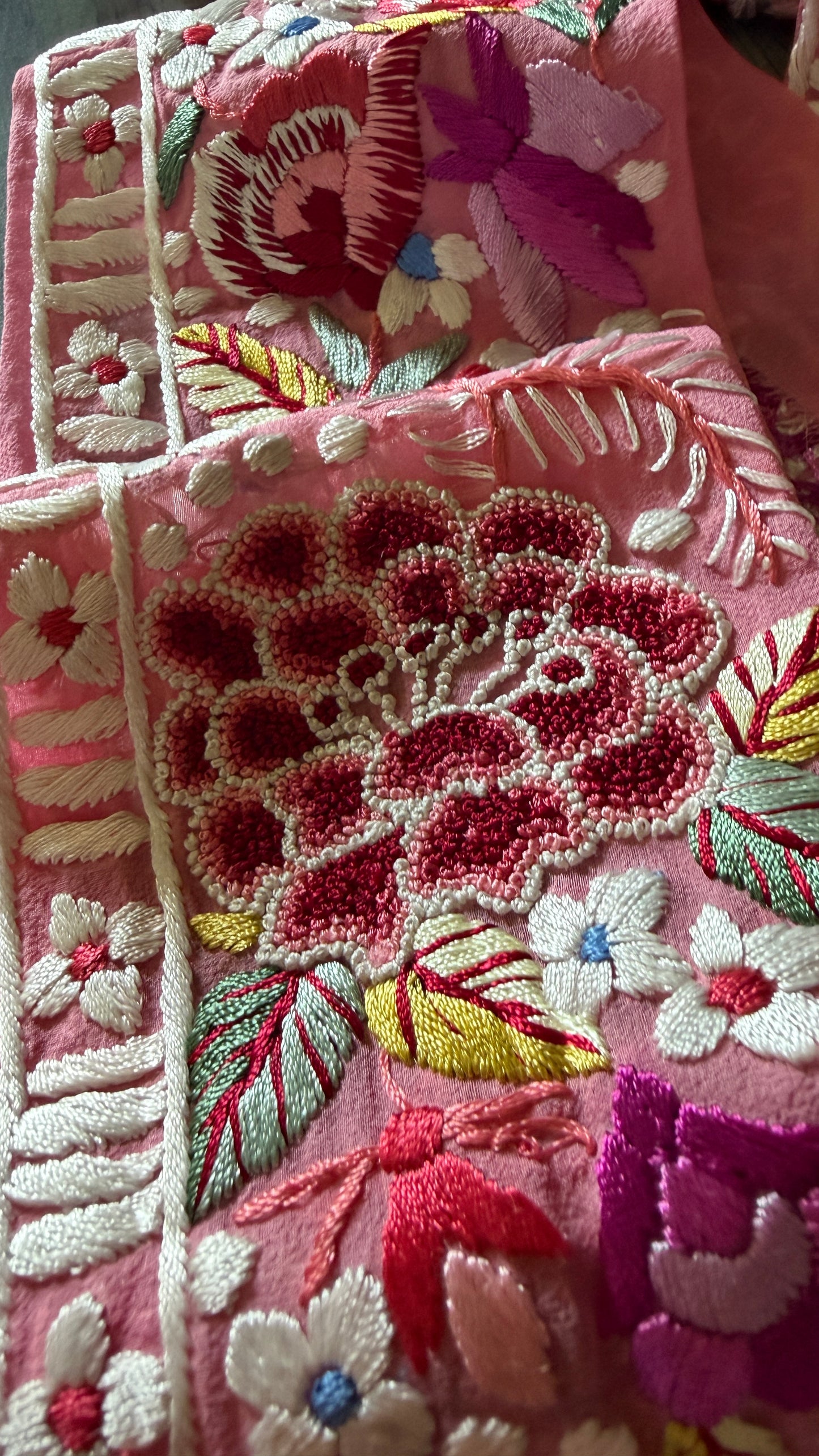 Exclusive Rose Pink Parsi Gara Border