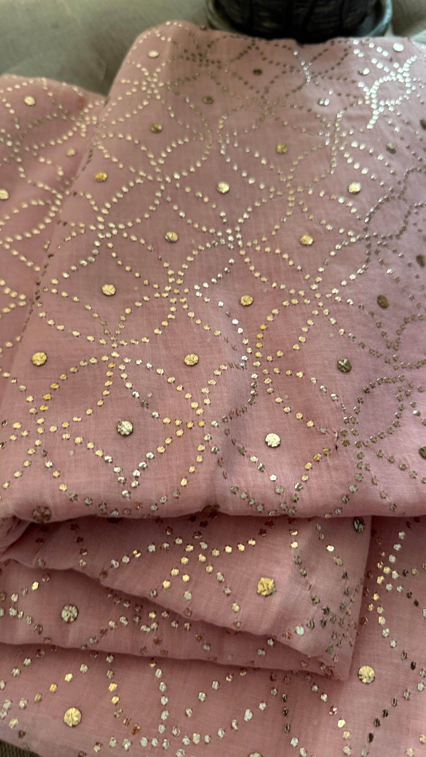 Baby Pink Cotton Chanderi Mukaish Saree for Women