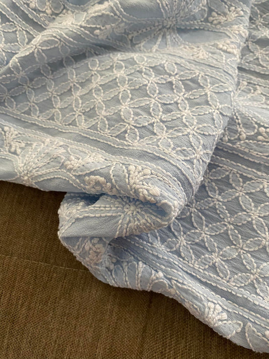 Powder Blue Lucknowi Chikankari Suit