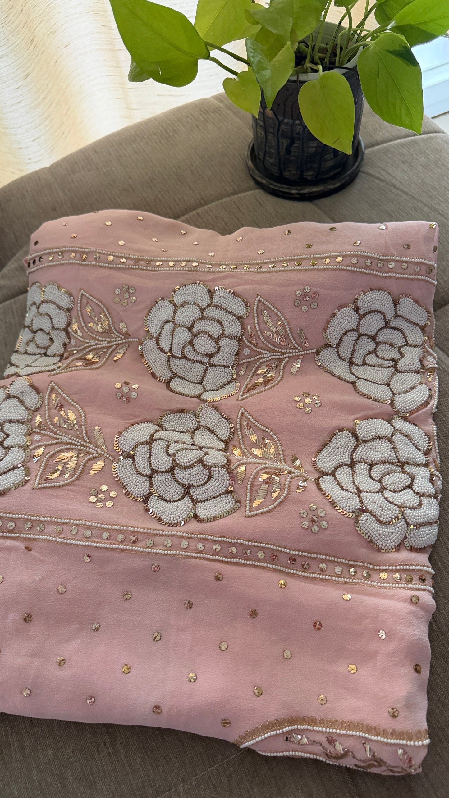 Masterpiece Pastel Pink Pearl Mukaish Suit