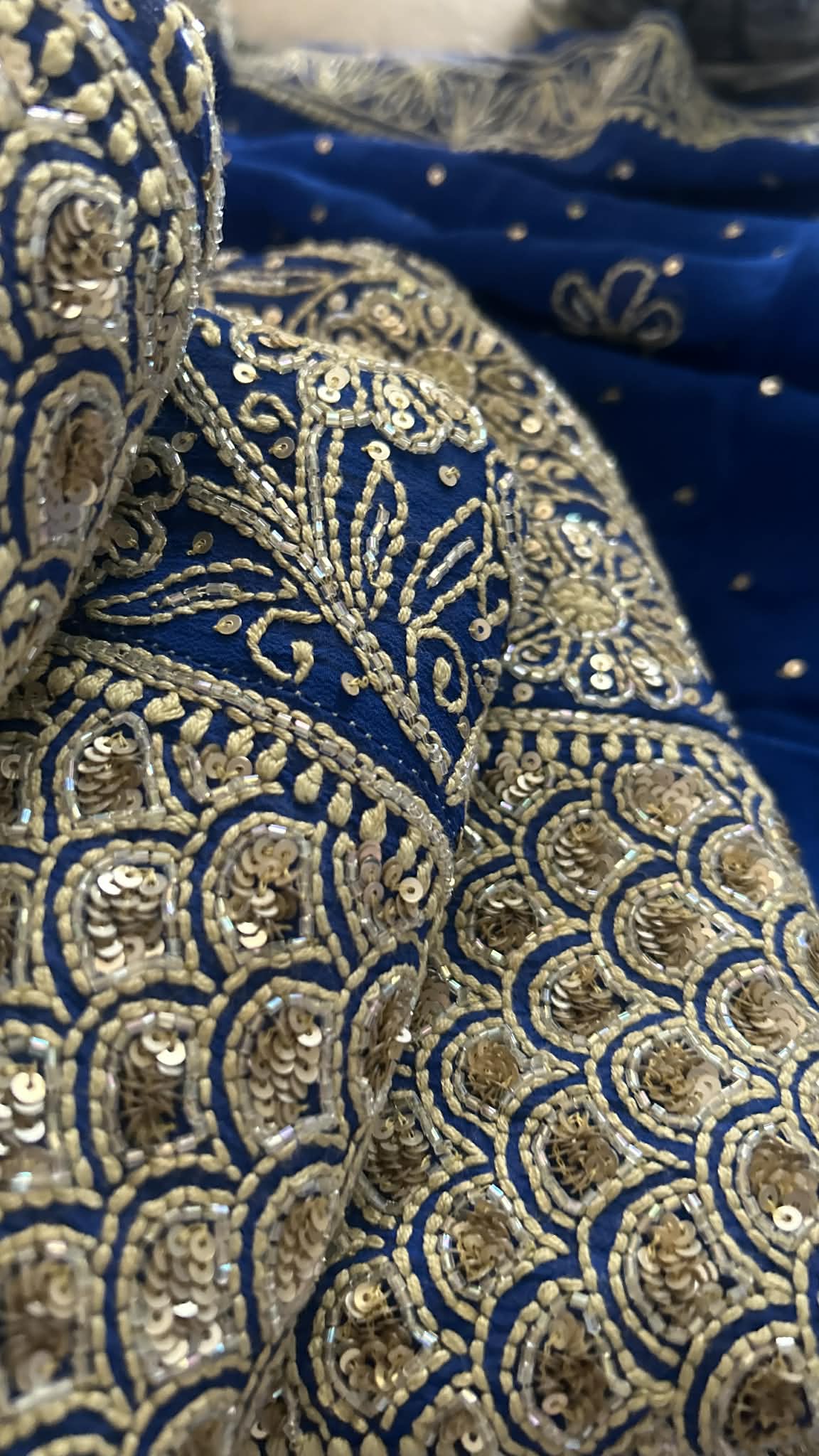 Masterpiece Royal Blue  Cut Dana & Sequins Work Chikankari Anarkali Suit