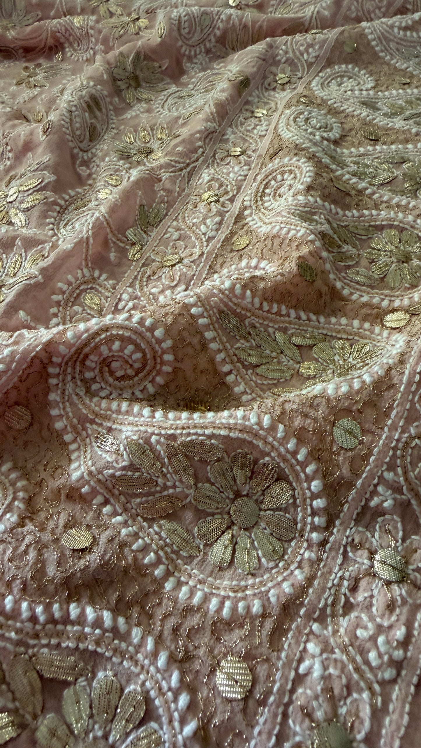 Pastel Pink Gota Patti Chikankari Dupatta