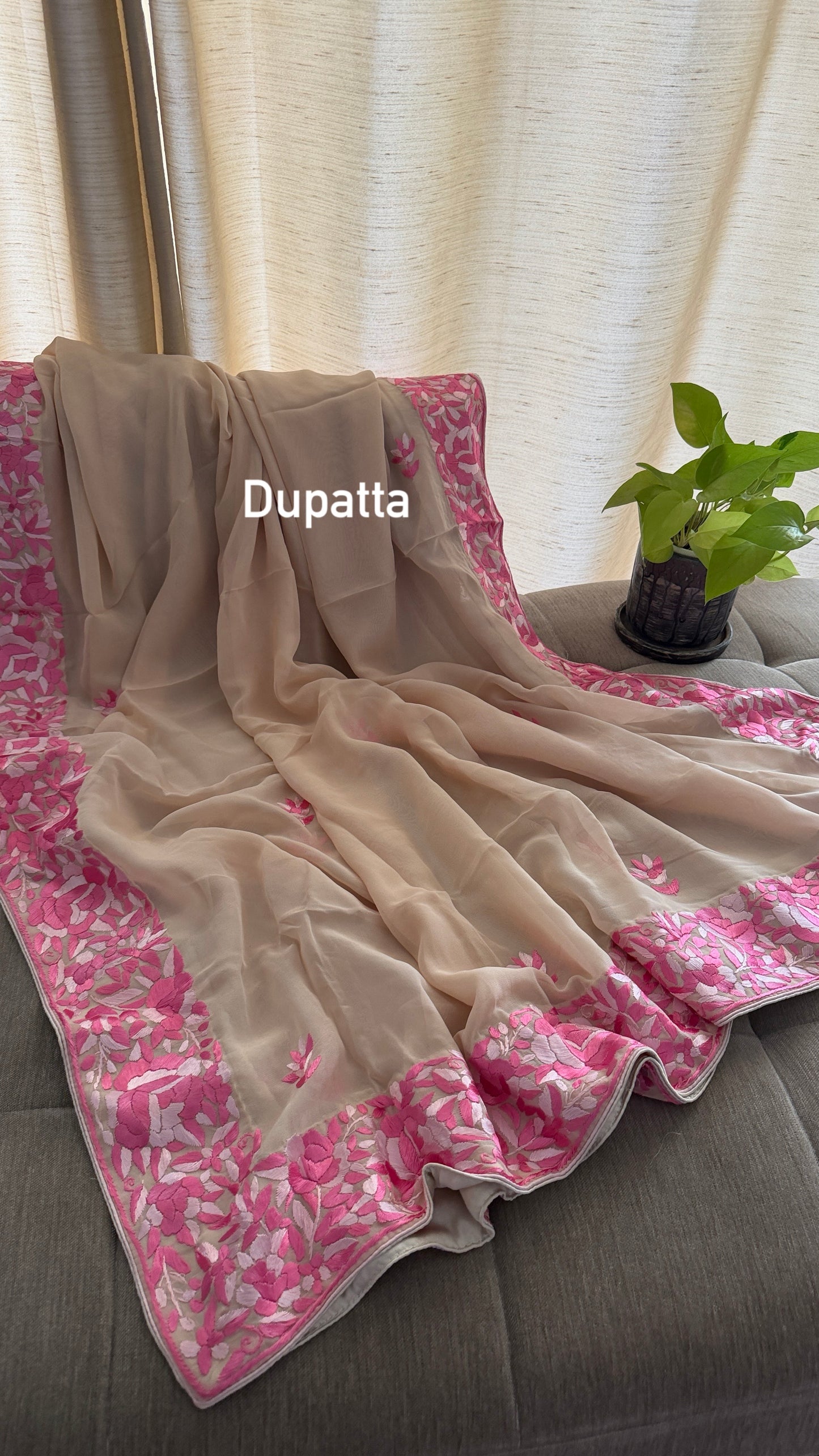 Designer Beige Parsi Gara Suit (Three Piece)