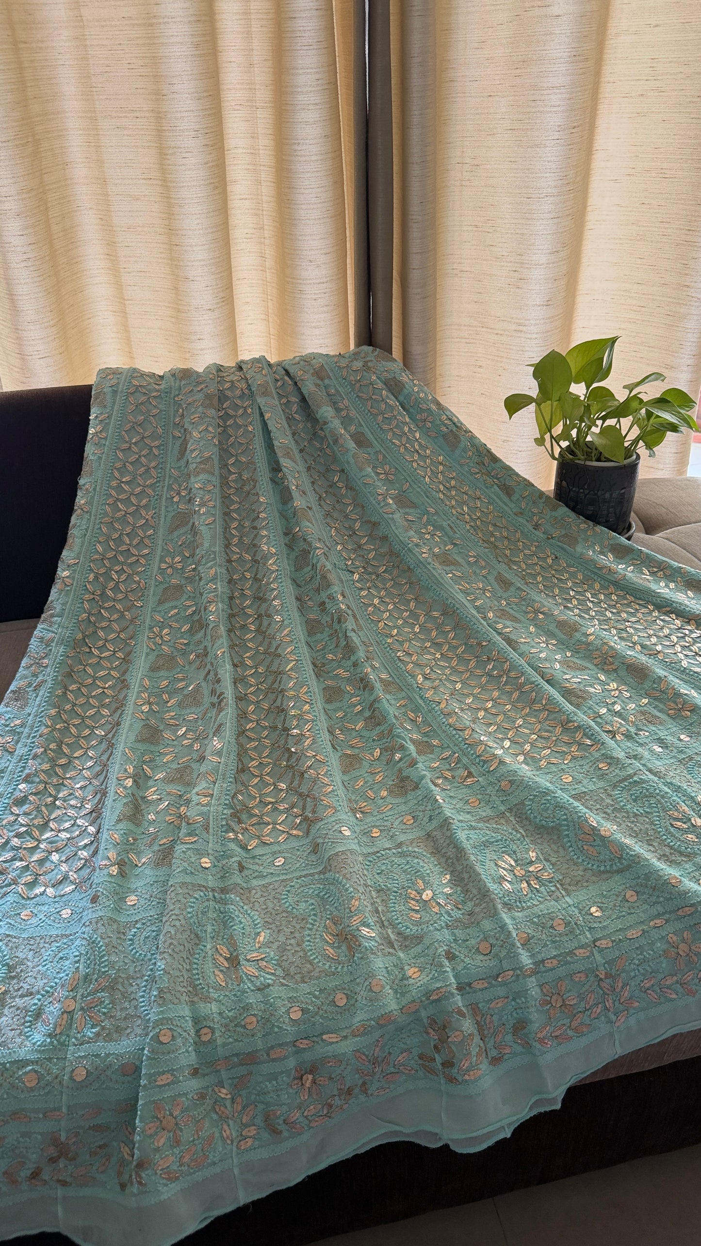 Designer Green Gota Patti Chikankari Anarkali Suit (Anarkali And Dupatta)
