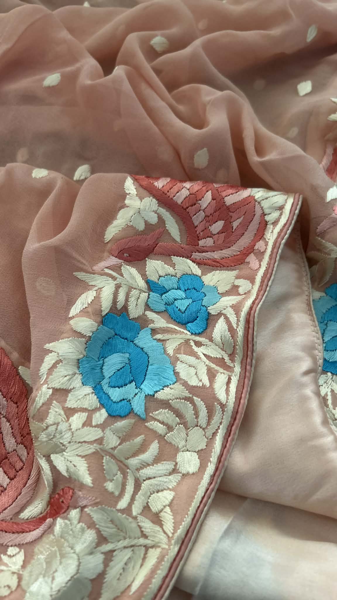 Designer Light Pink Parsi Gara Dupatta