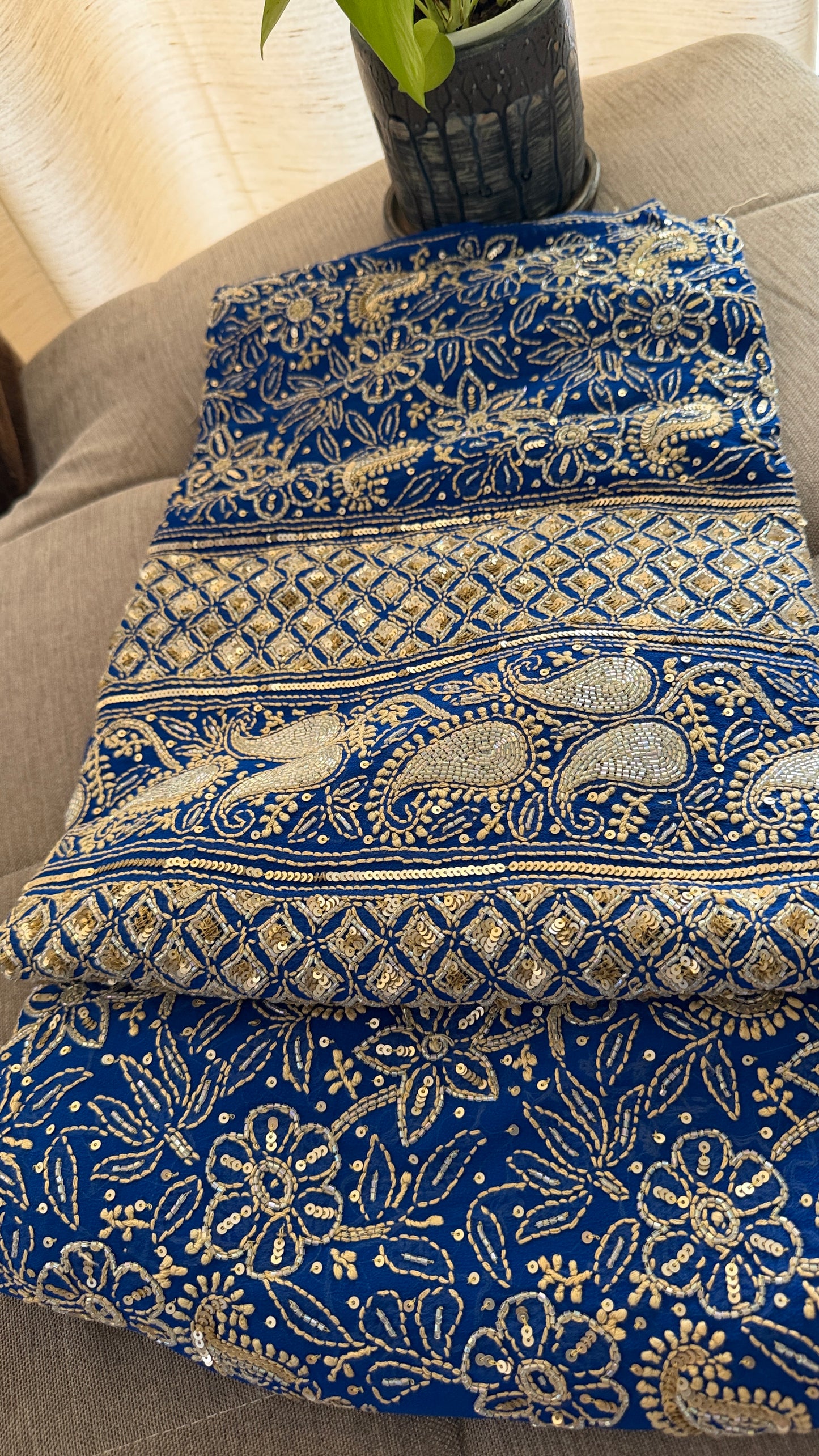 Masterpiece Royal Blue Gold Chikankari Suit for Women