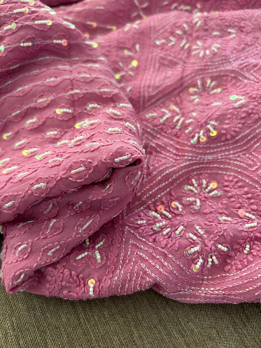 Rose Pink Pearl Chikankari Suit