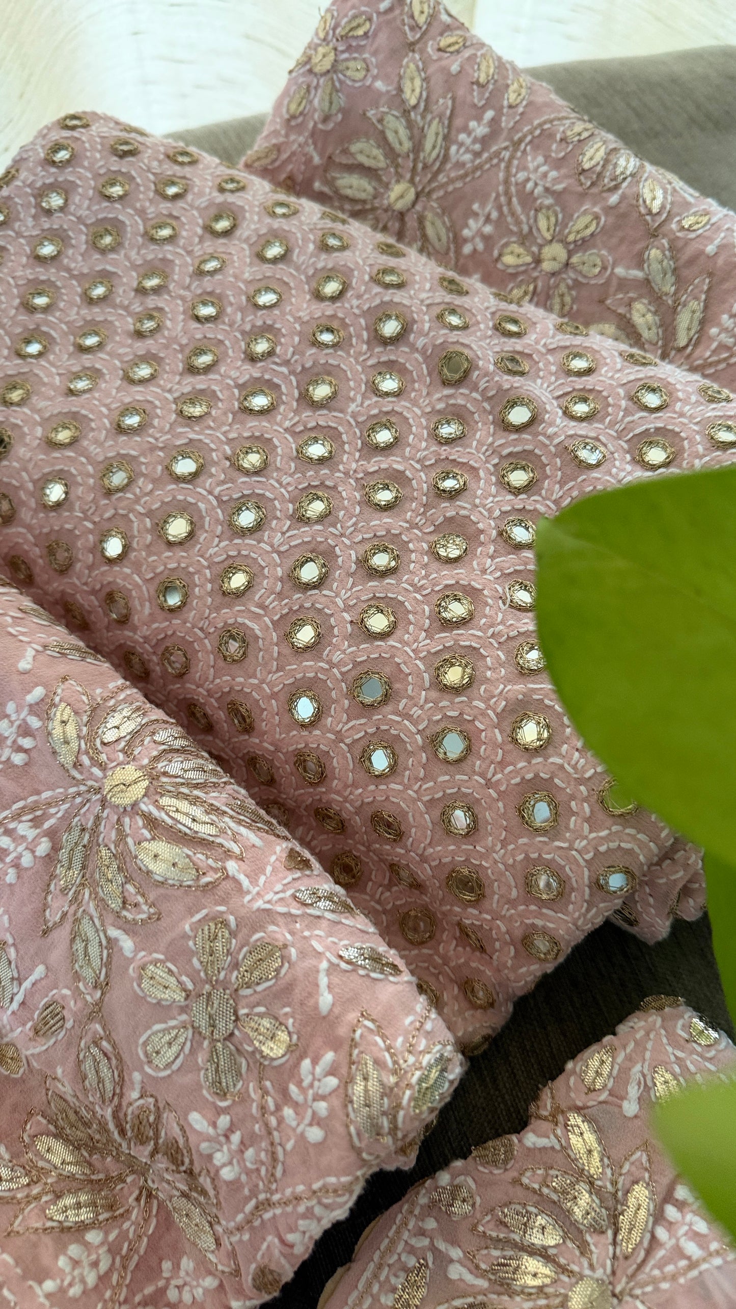 Pastel Pink Mirror & Gota Patti Chikankari Lehenga Set