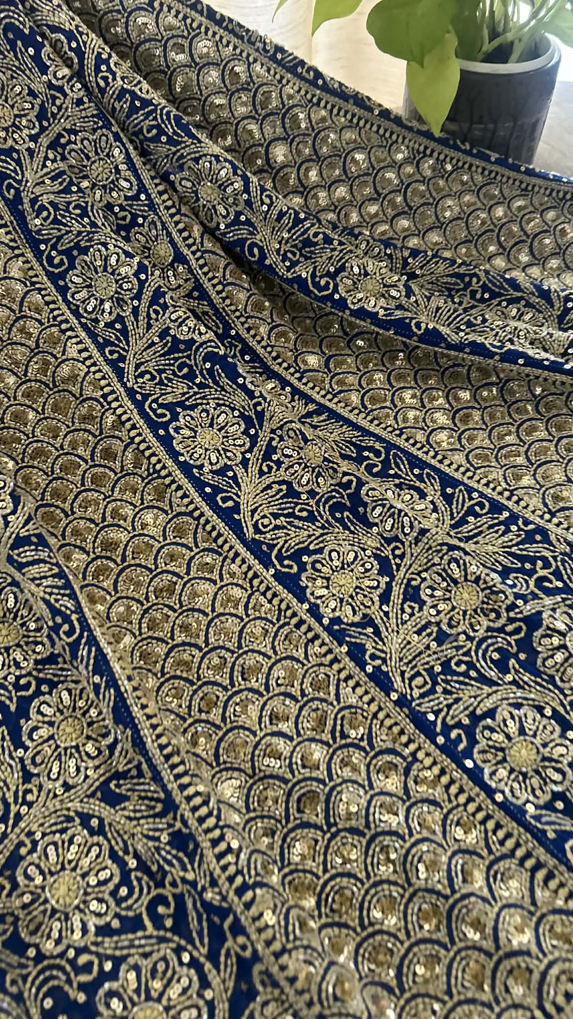 Masterpiece Royal Blue  Cut Dana & Sequins Work Chikankari Anarkali Suit