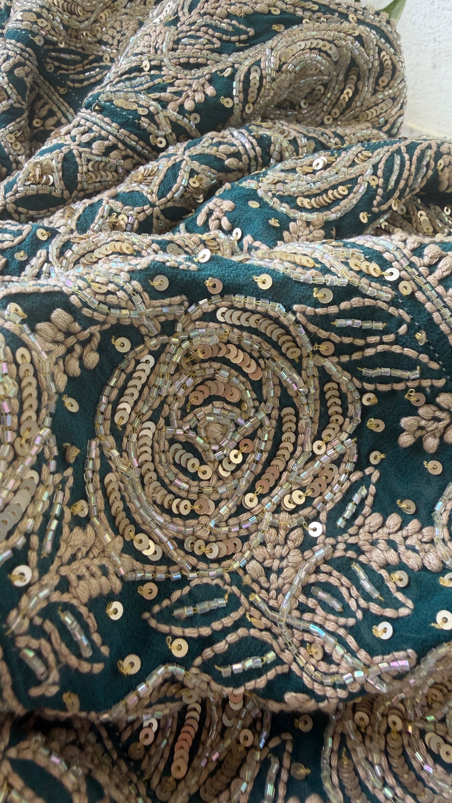 Dusty Emerald Green Cut Dana Chikankari Anarkali Suit