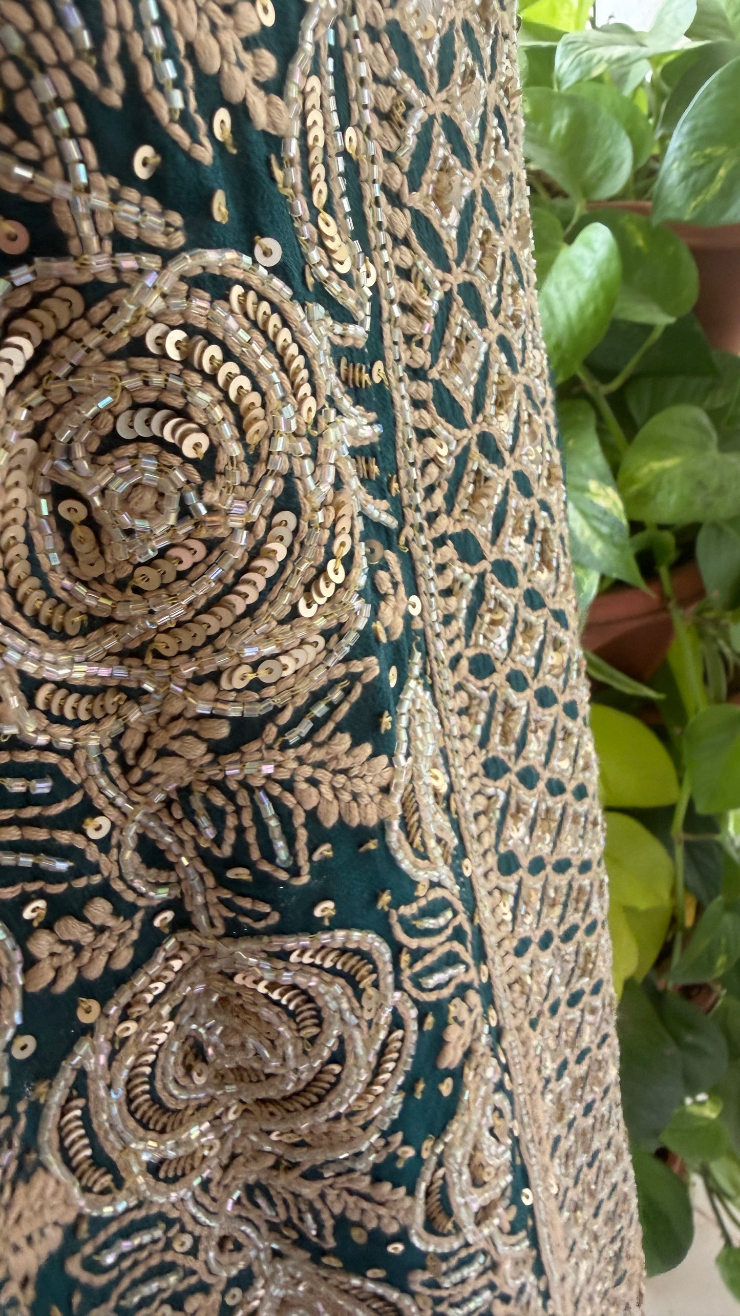 Dusty Emerald Green Cut Dana Chikankari Anarkali Suit