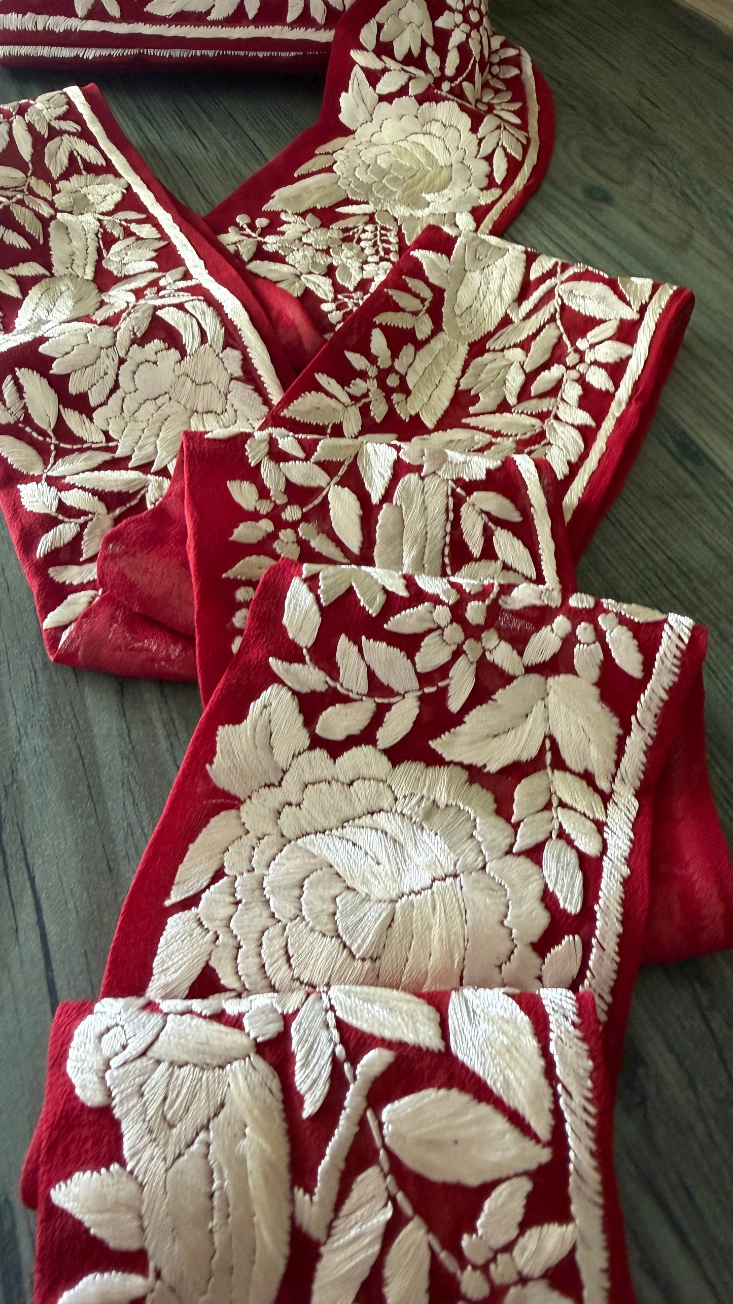 Maroon Ivory Parsi Gara Border for Sarees & Suits