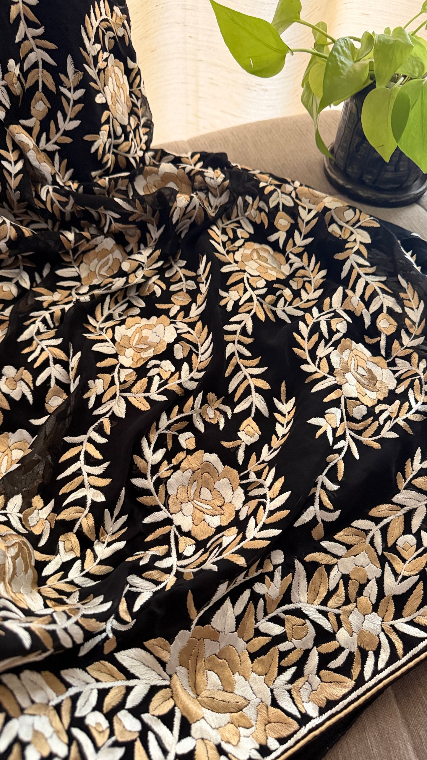 Heirloom Pure Georgette Parsi Gara Saree